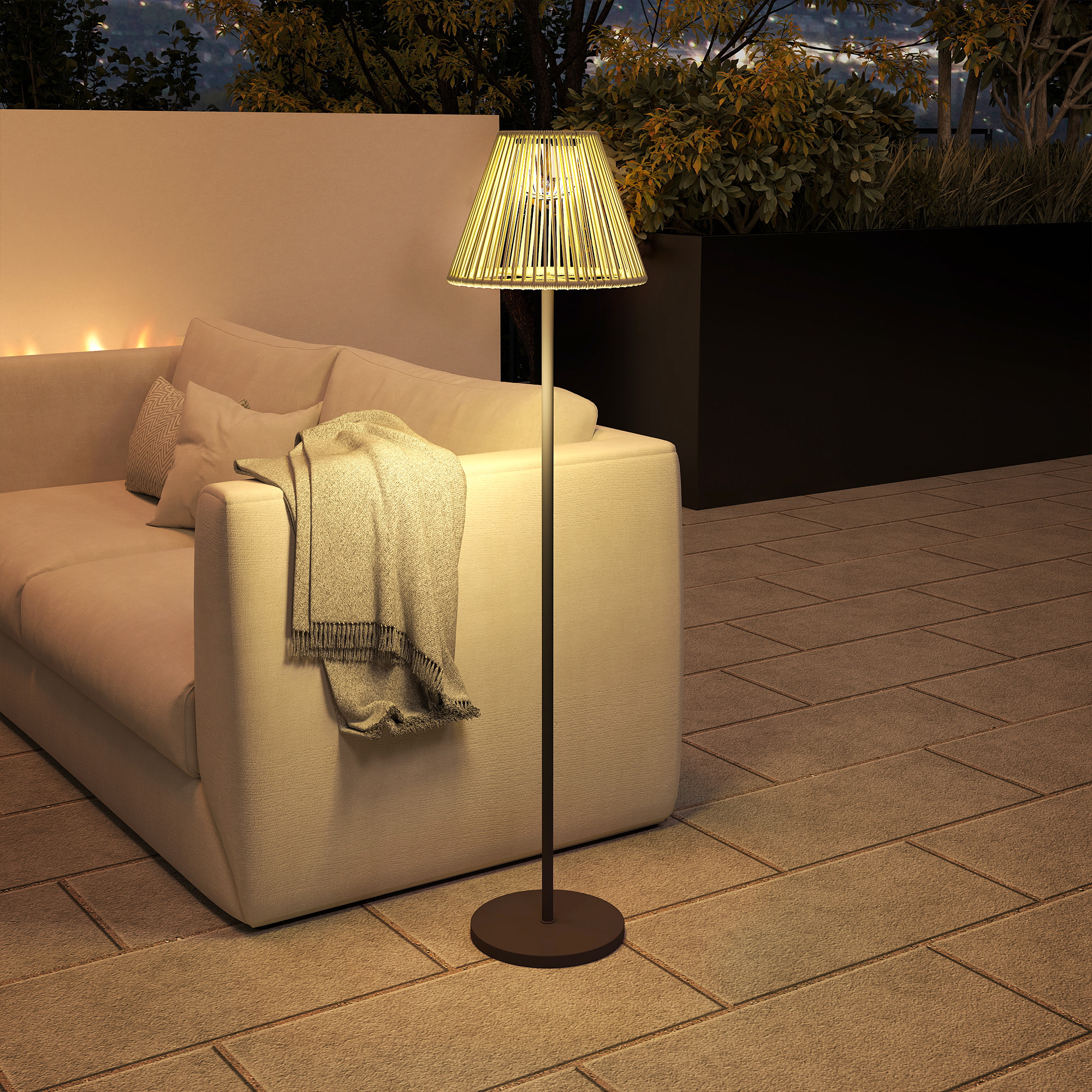 Solar Stehlampe Rattan Lamp