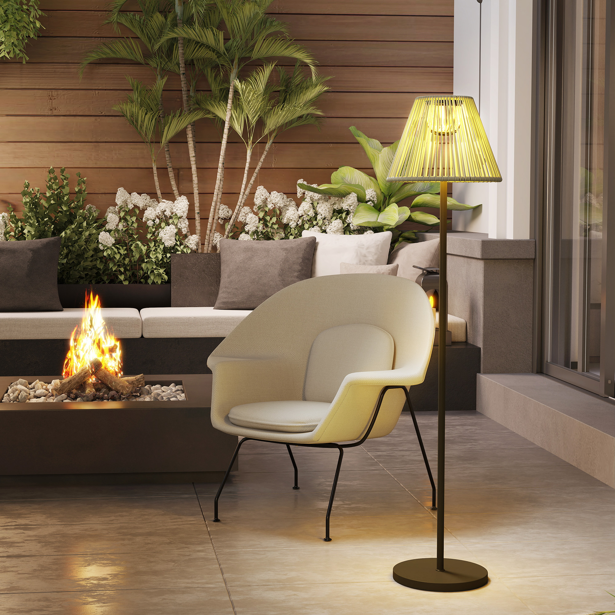 Solar Stehlampe Rattan Lamp