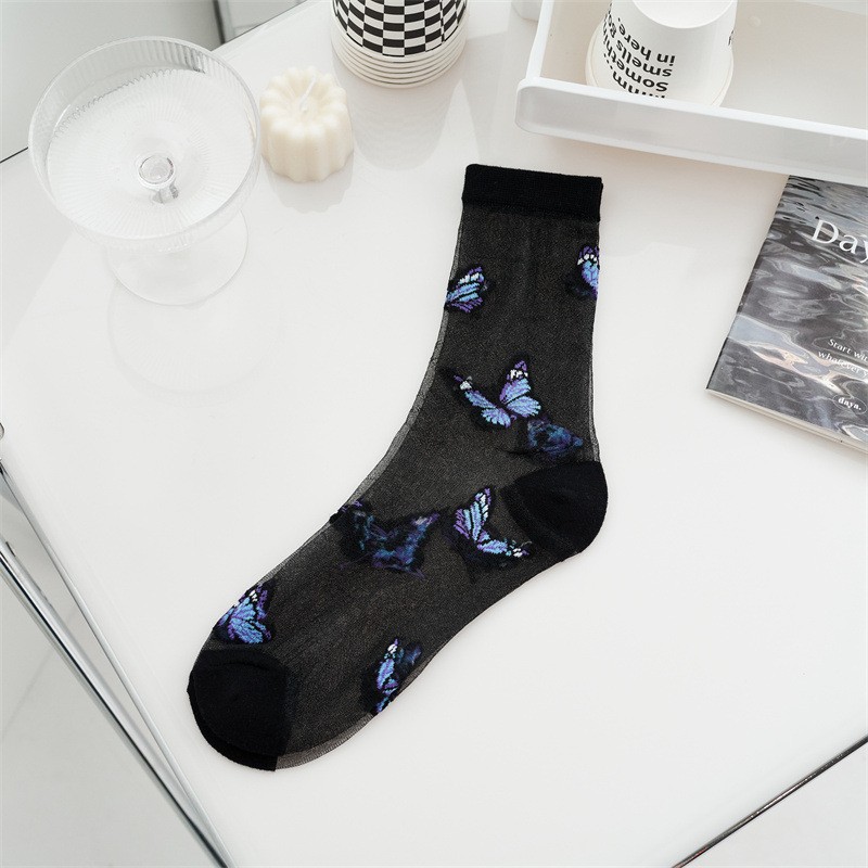Little Flower Glass Silk Socks Women's