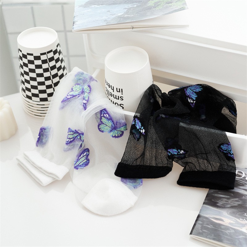 Little Flower Glass Silk Socks Women's