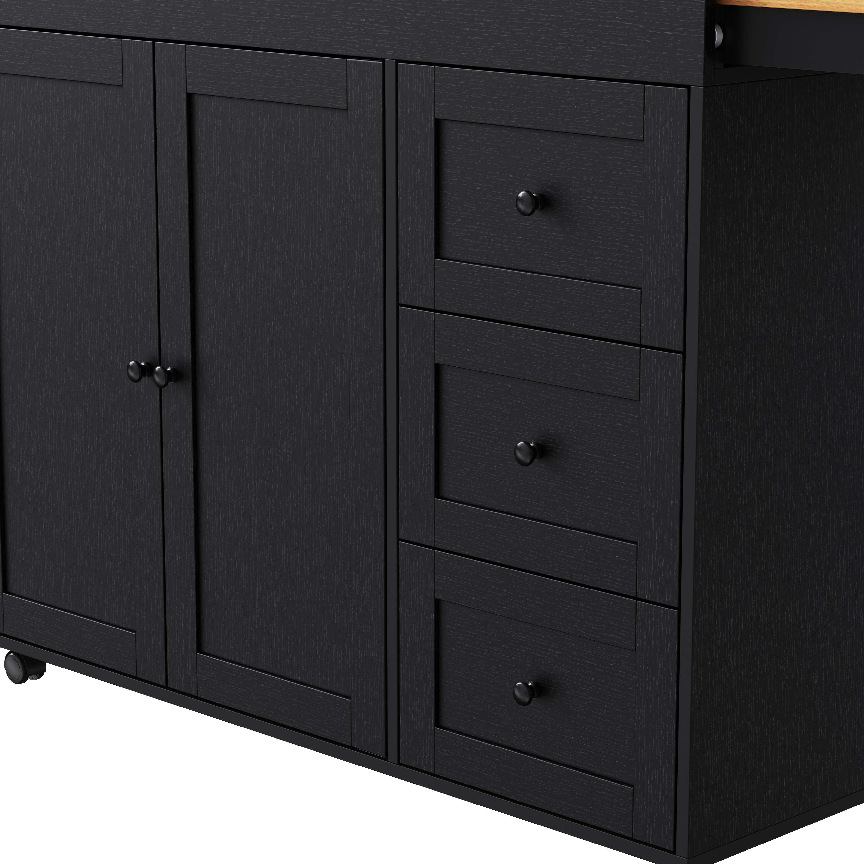 K&K Kitchen Island with Extendable Dining Table, 3 Drawers