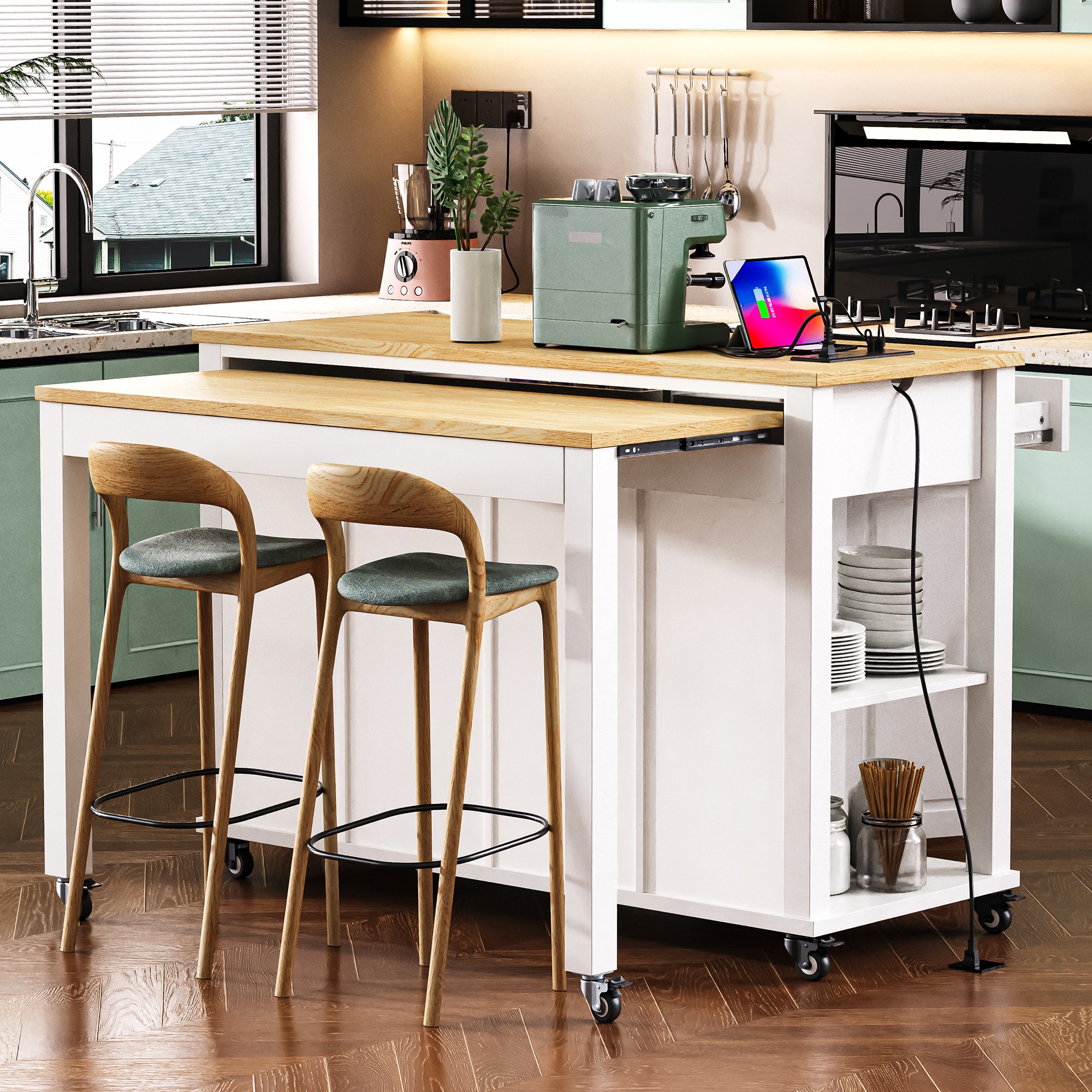 K&K Kitchen Island With Storage