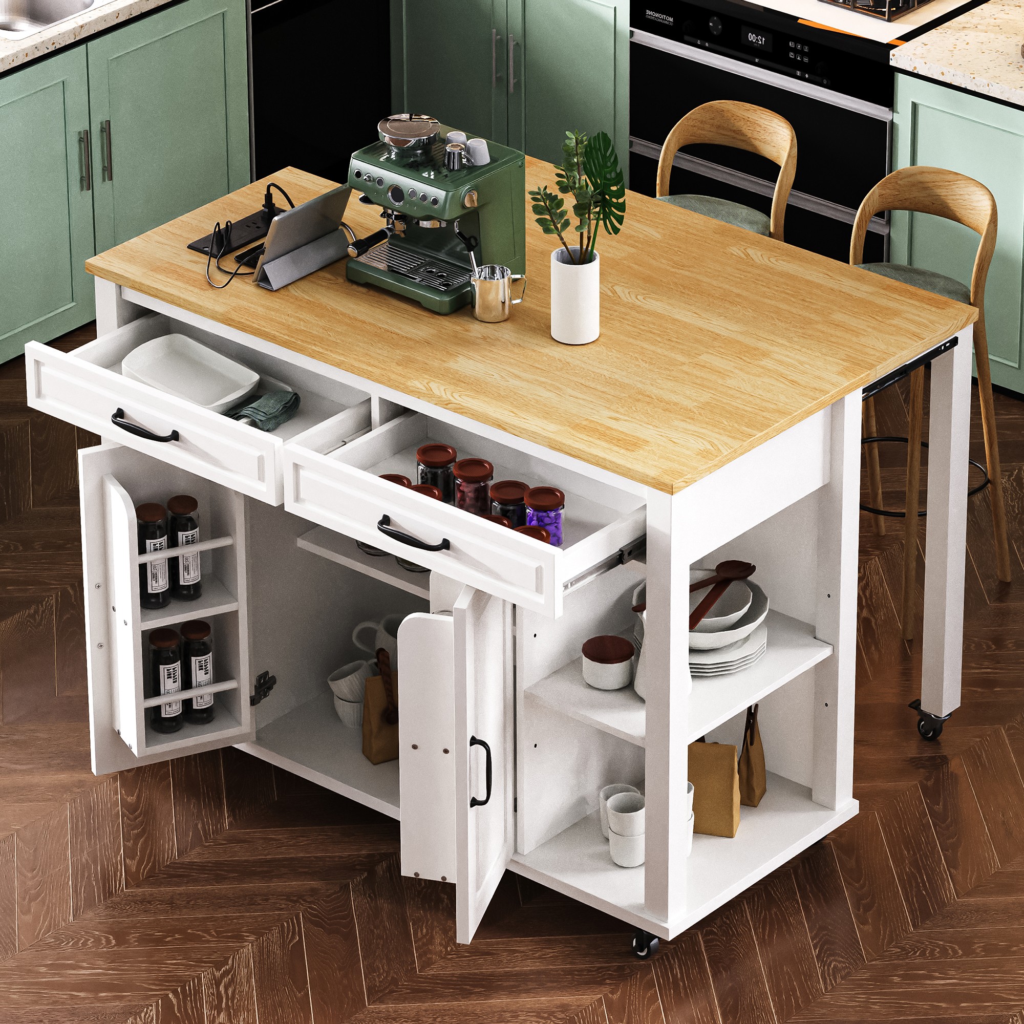 K&K Kitchen Island With Storage