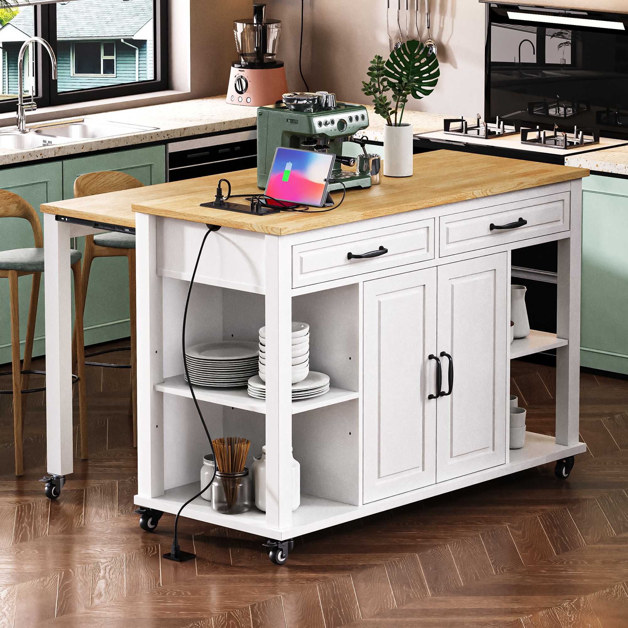 K&K Kitchen Island With Storage