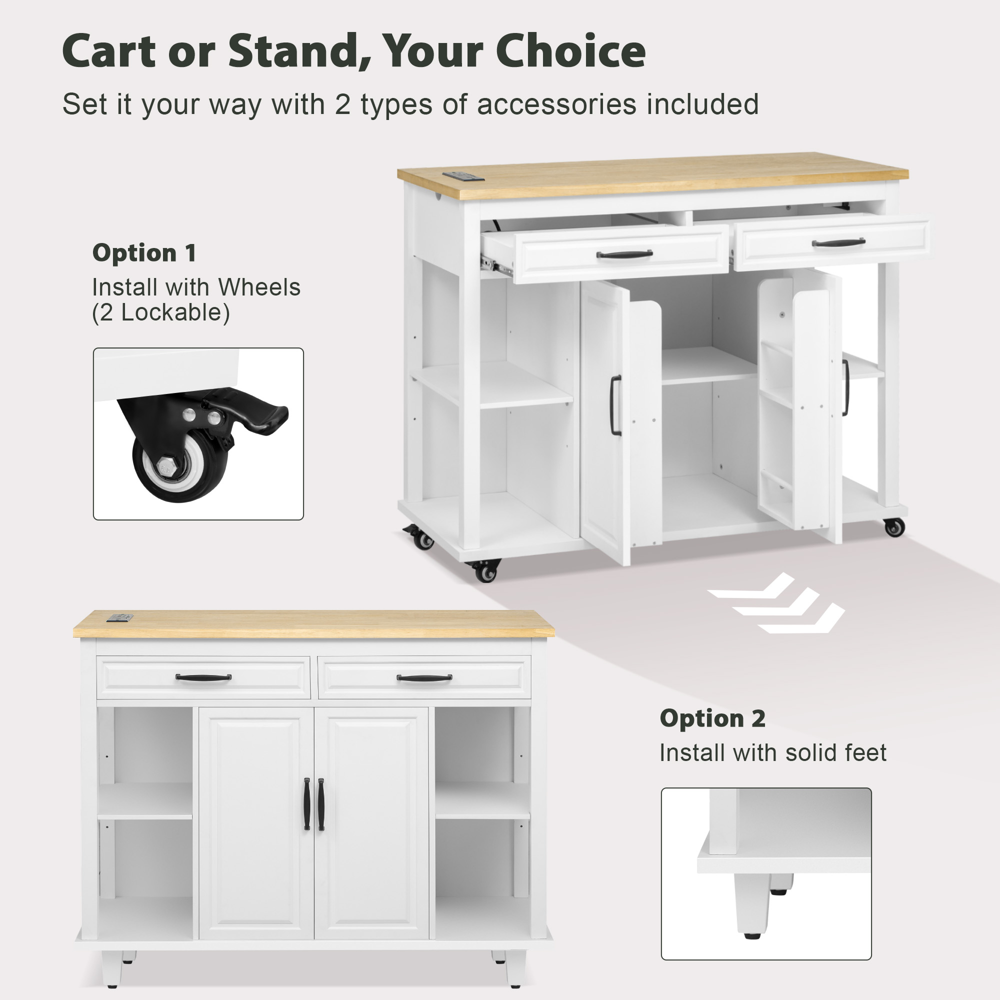 K&K Kitchen Island With Storage