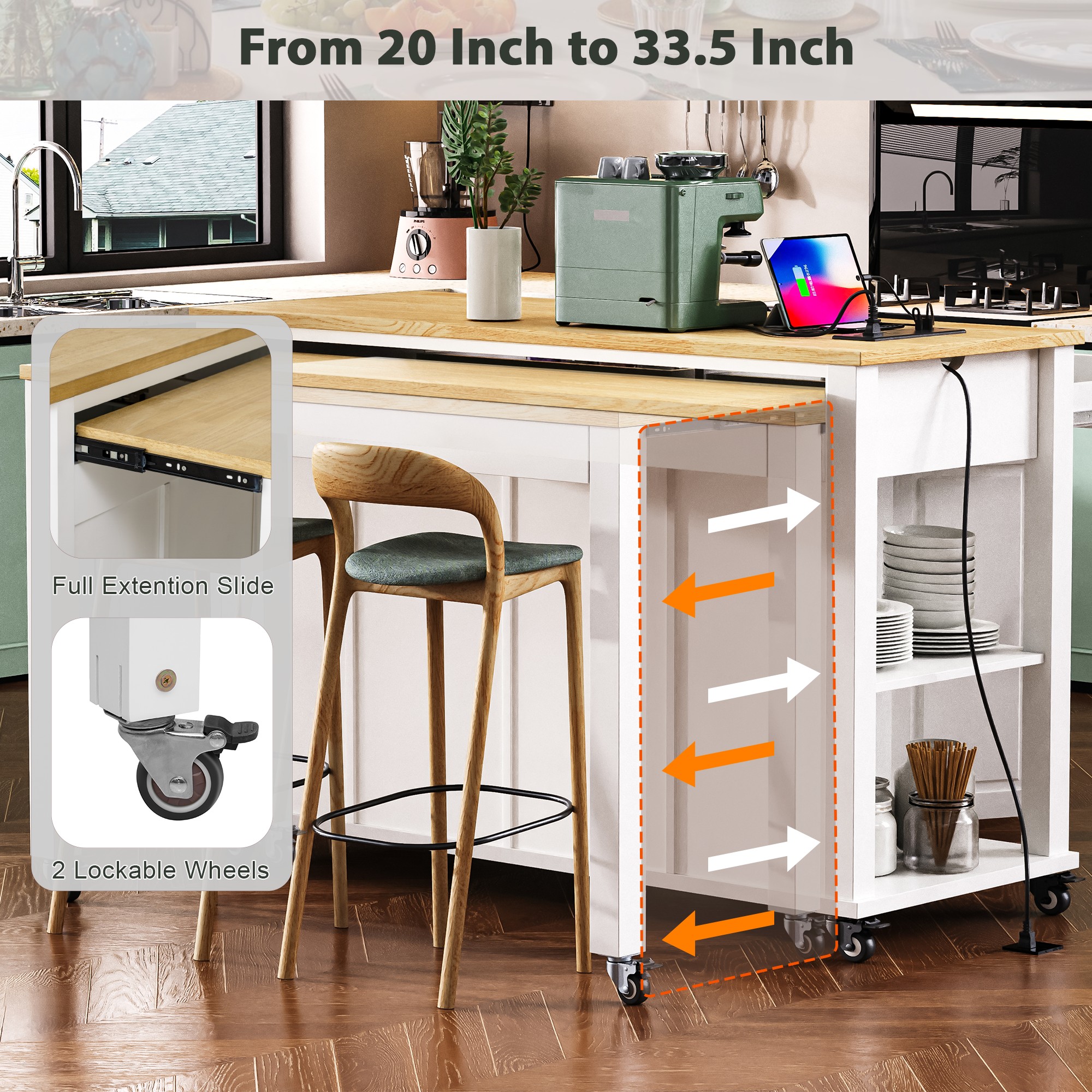 K&K Kitchen Island With Storage