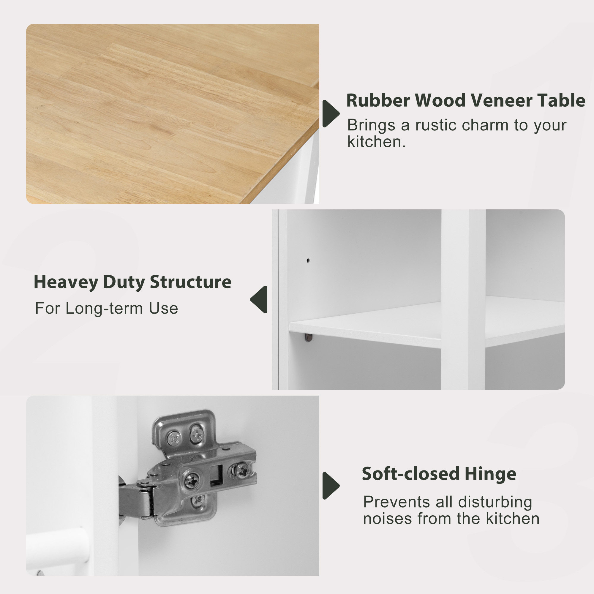 K&K Kitchen Island With Storage