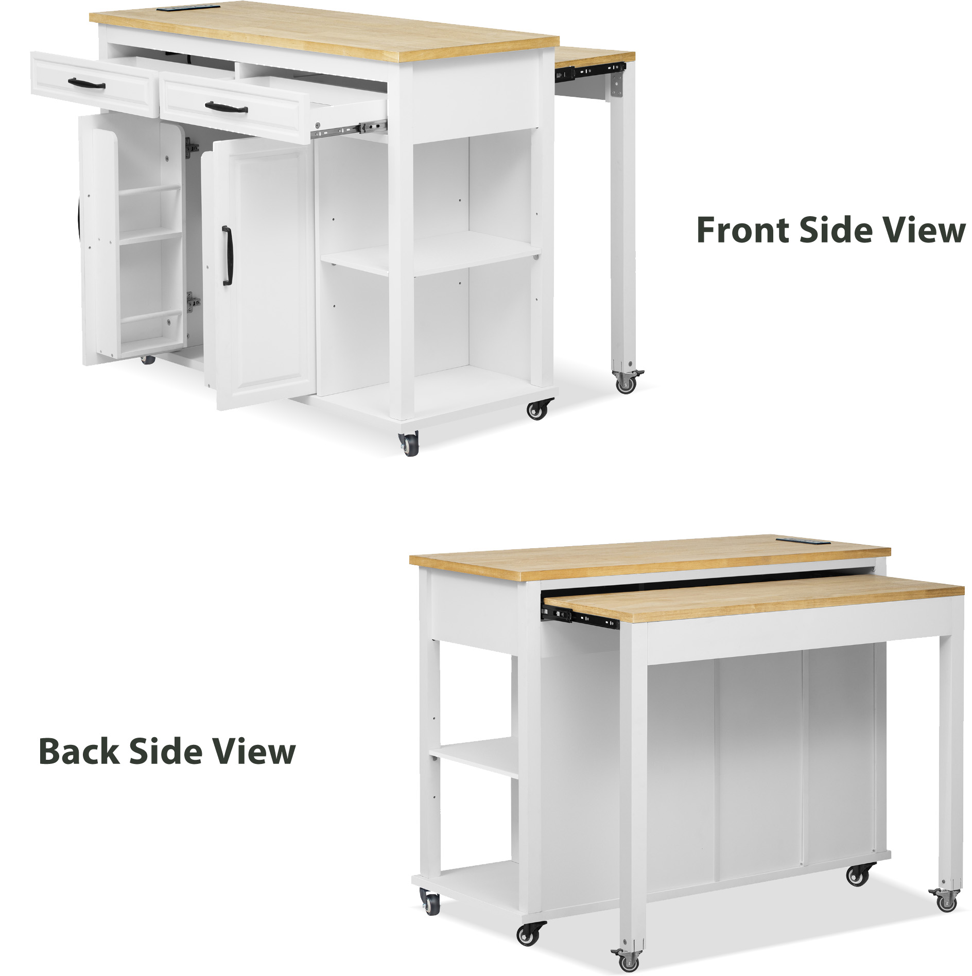 K&K Kitchen Island With Storage