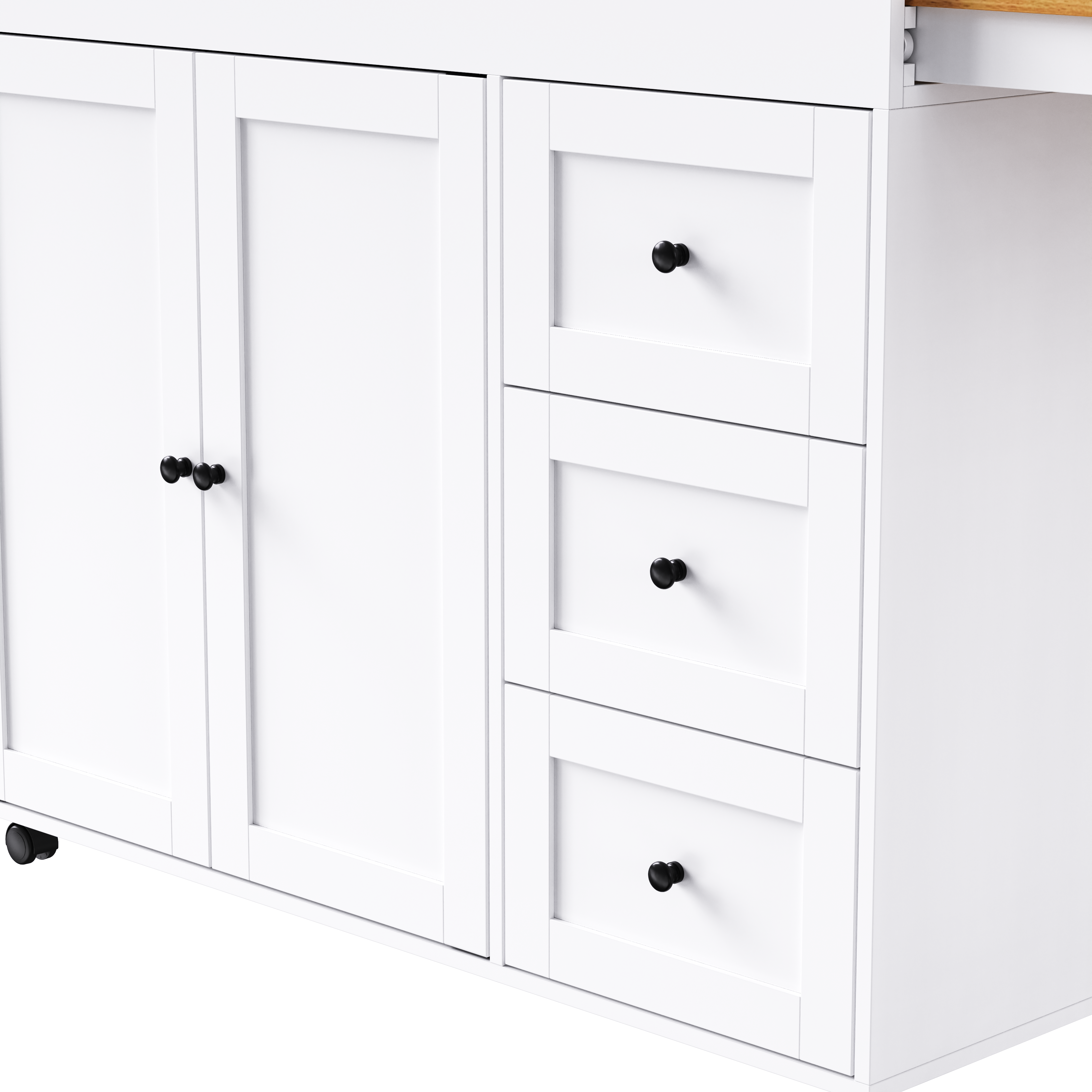 K&K Kitchen Island with Extendable Dining Table, 3 Drawers