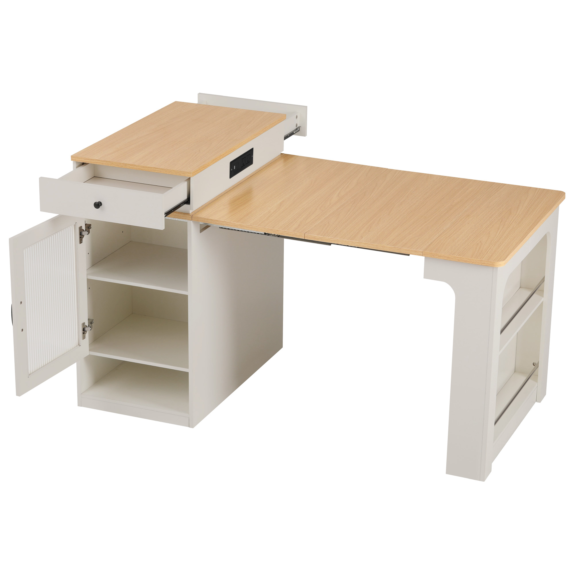 K&K Kitchen Island Extendable Table