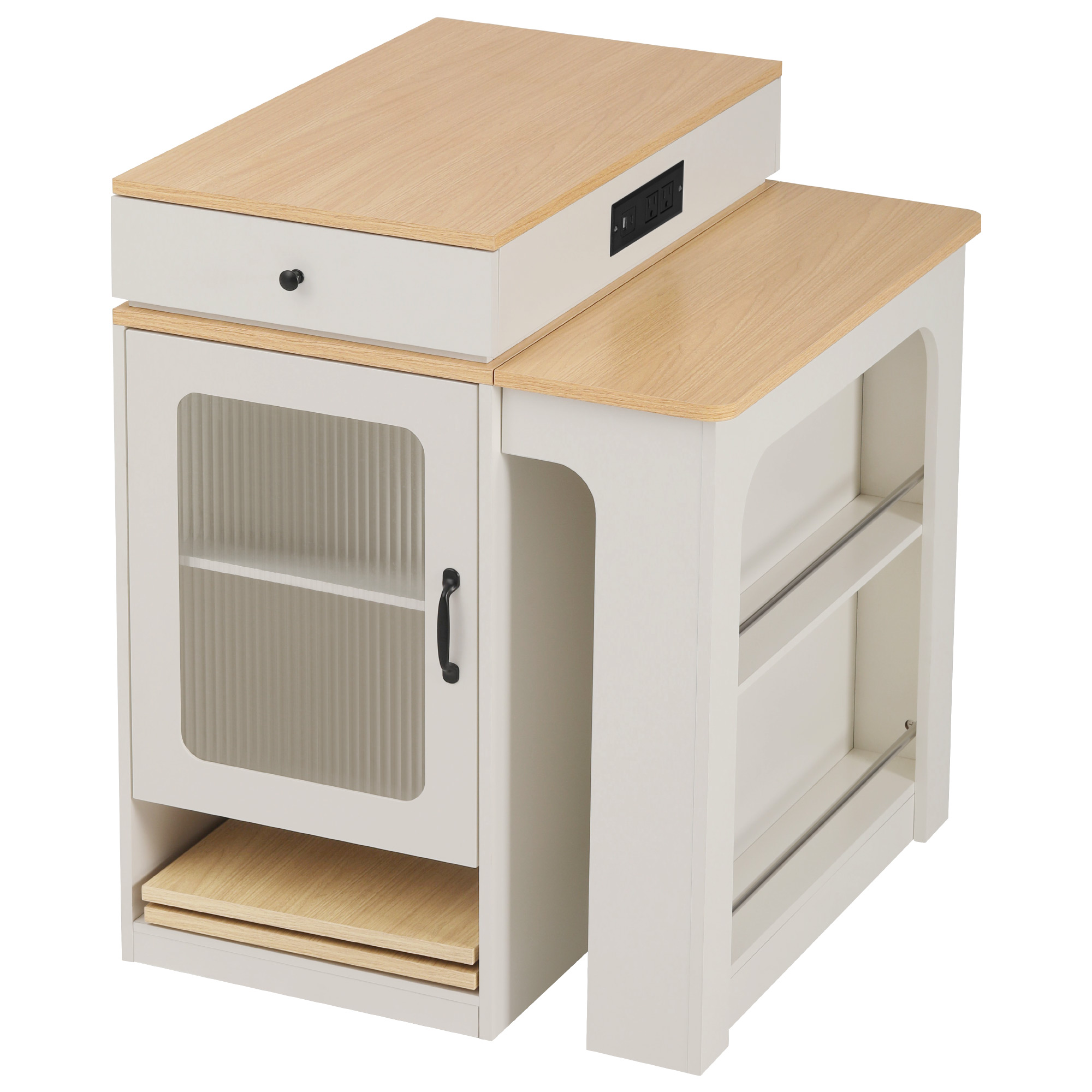K&K Kitchen Island Extendable Table