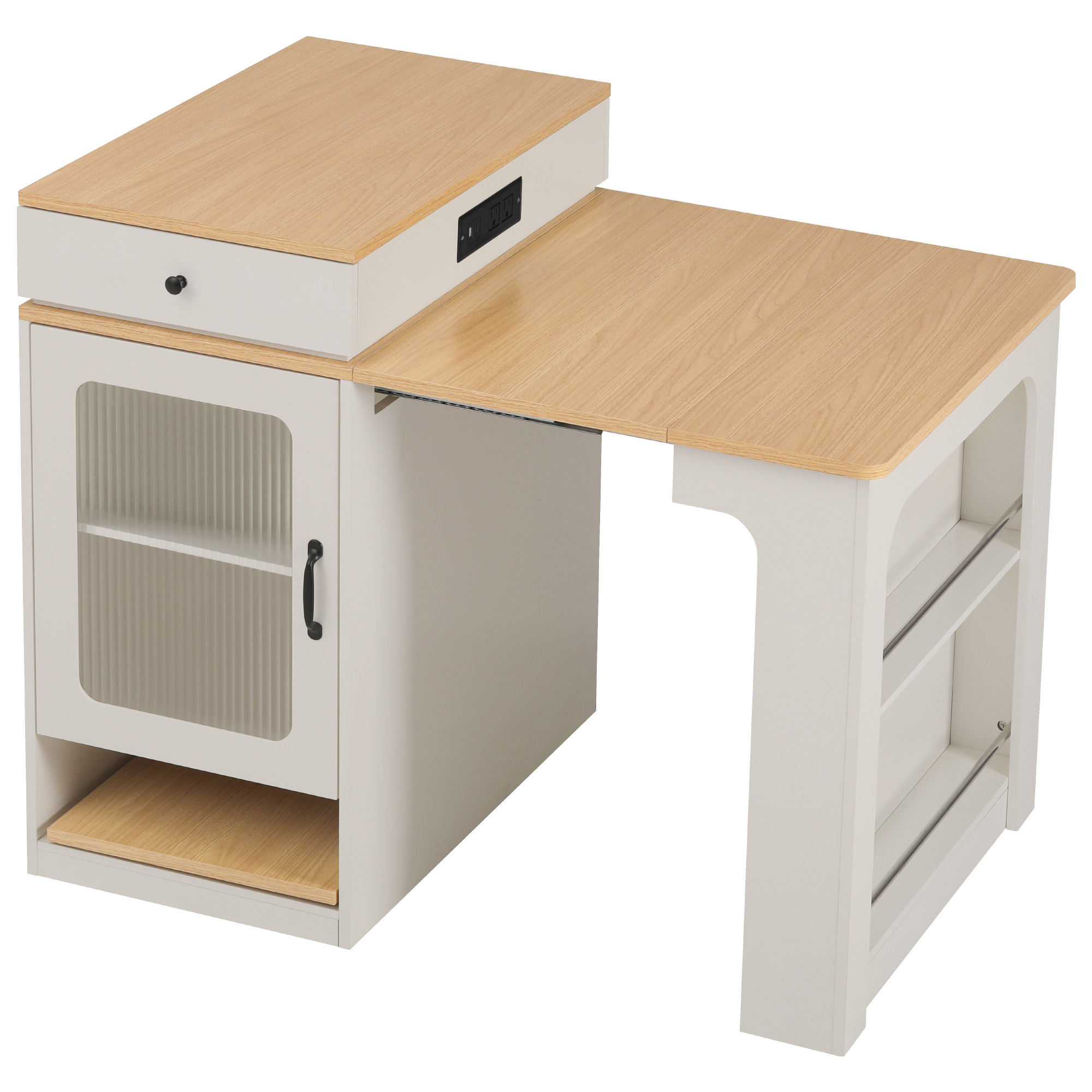 K&K Kitchen Island Extendable Table