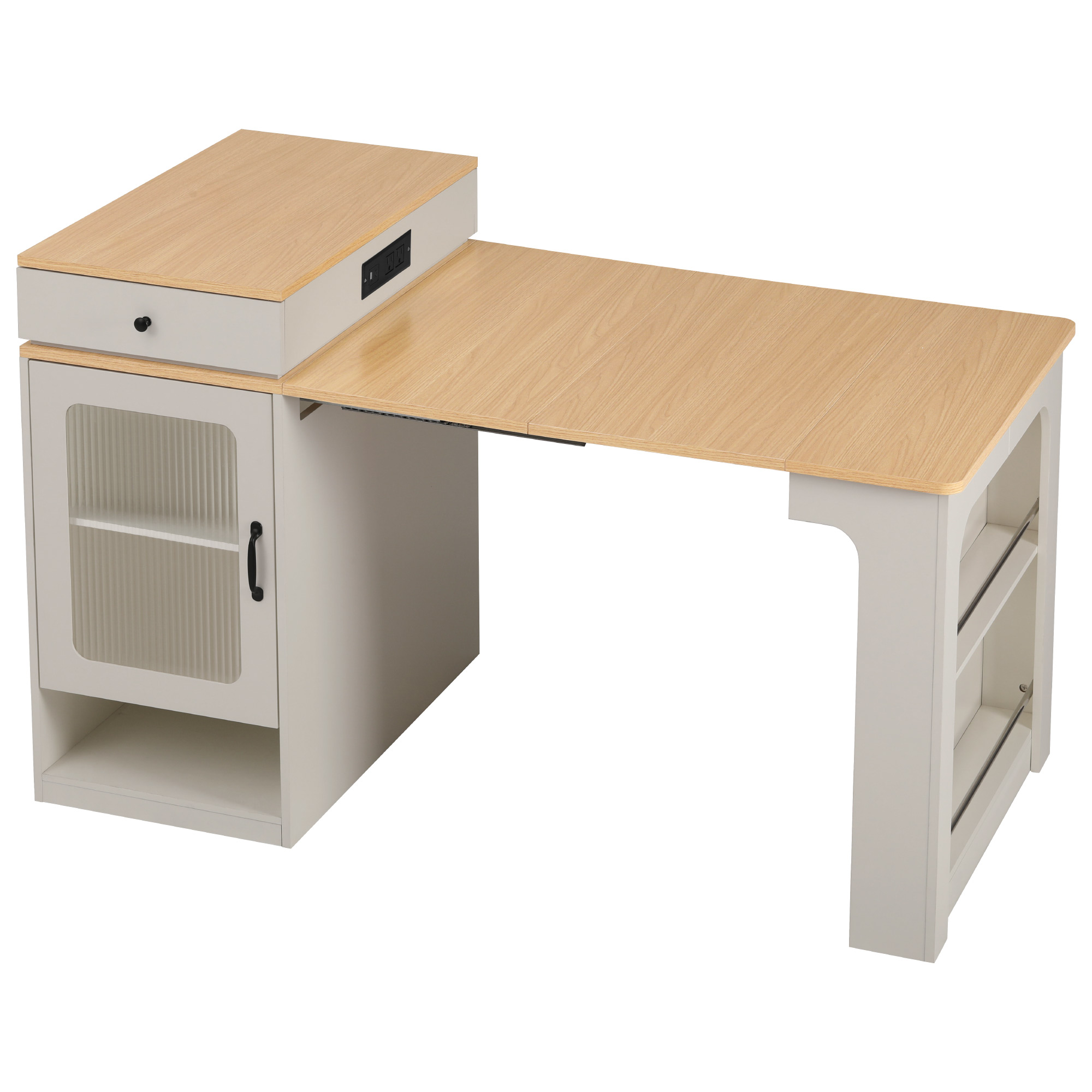 K&K Kitchen Island Extendable Table
