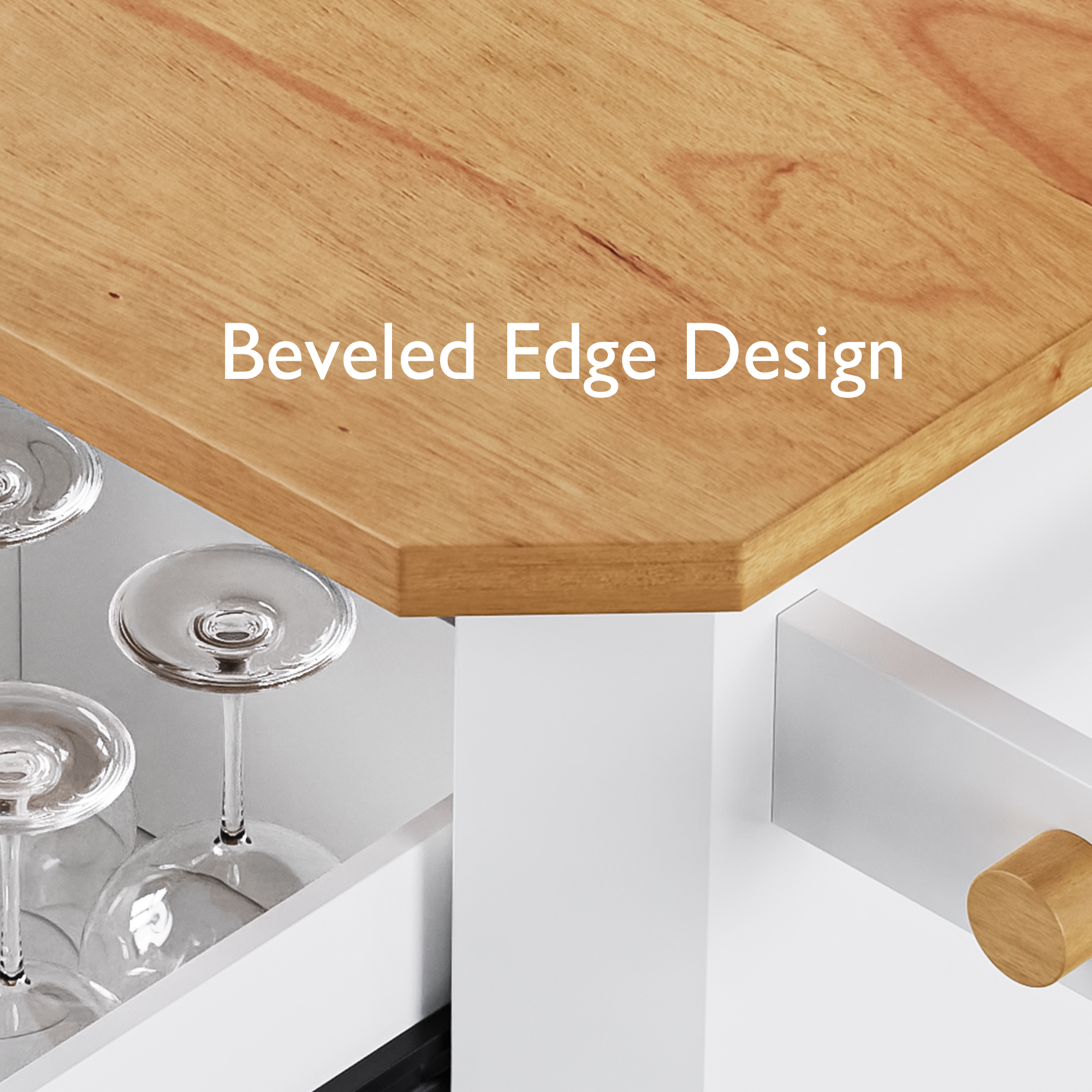 K&K Kitchen Island Rubber Wood Veneer