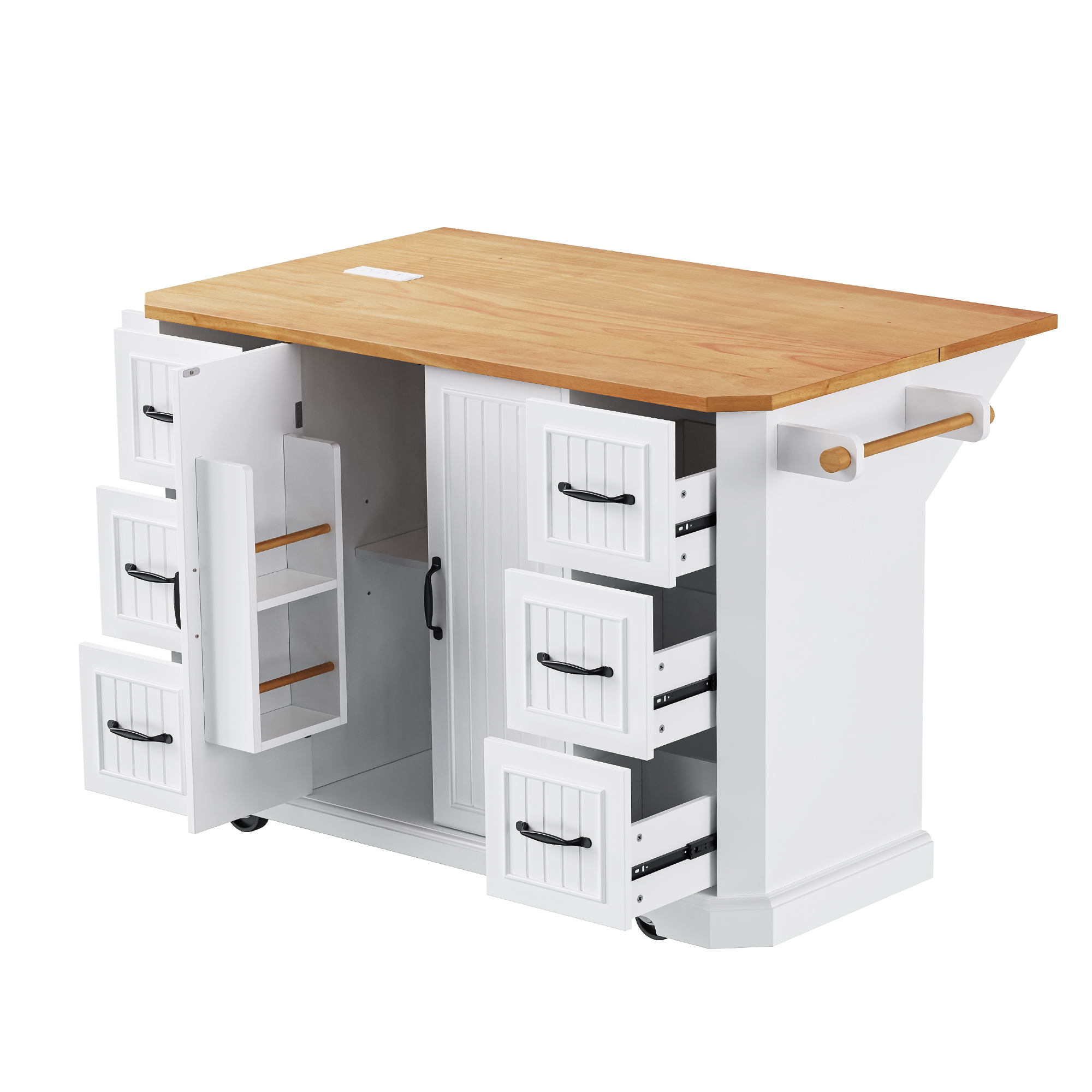 K&K Kitchen Island Rubber Wood Veneer