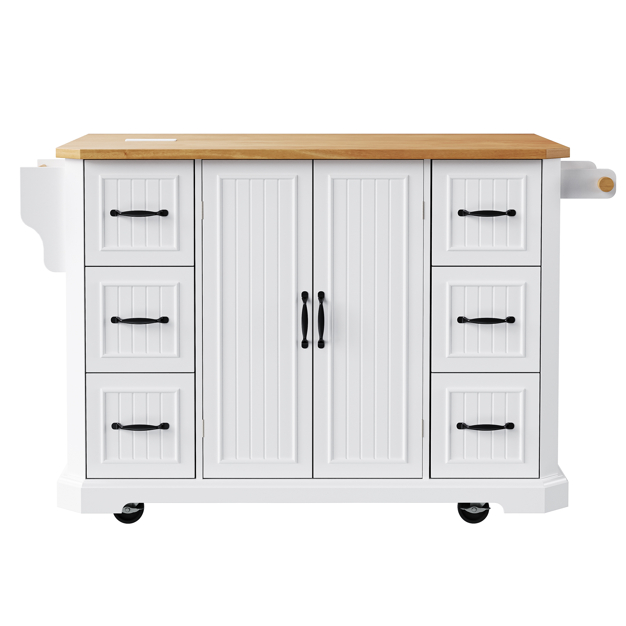 K&K Kitchen Island Rubber Wood Veneer
