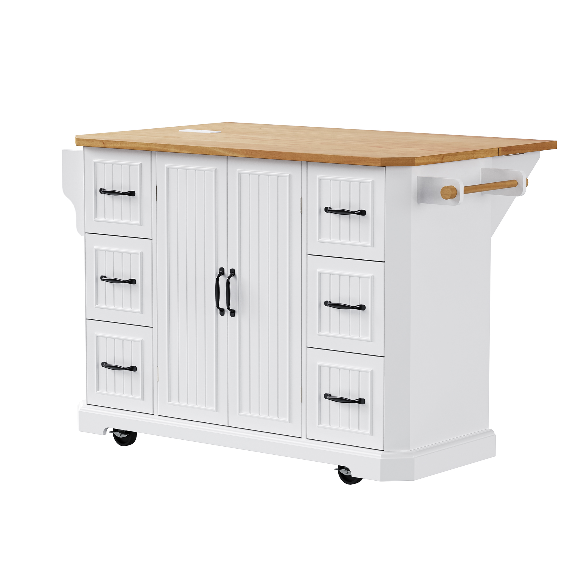 K&K Kitchen Island Rubber Wood Veneer