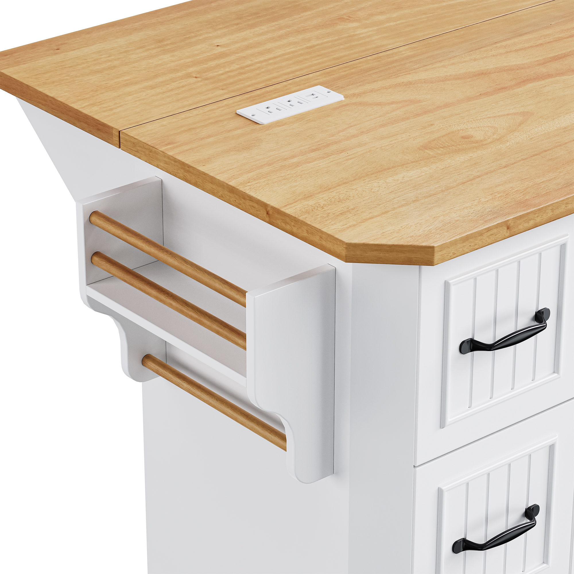 K&K Kitchen Island Rubber Wood Veneer