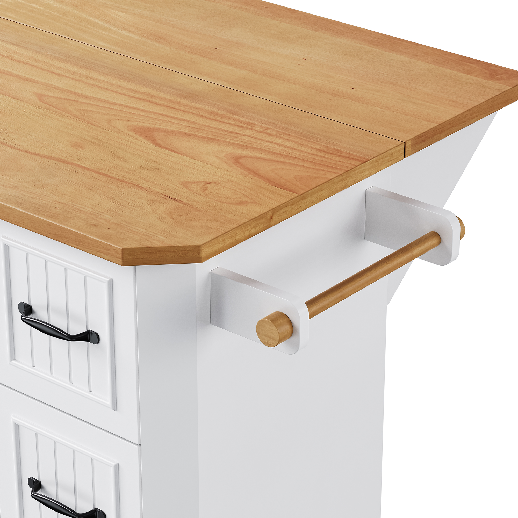 K&K Kitchen Island Rubber Wood Veneer