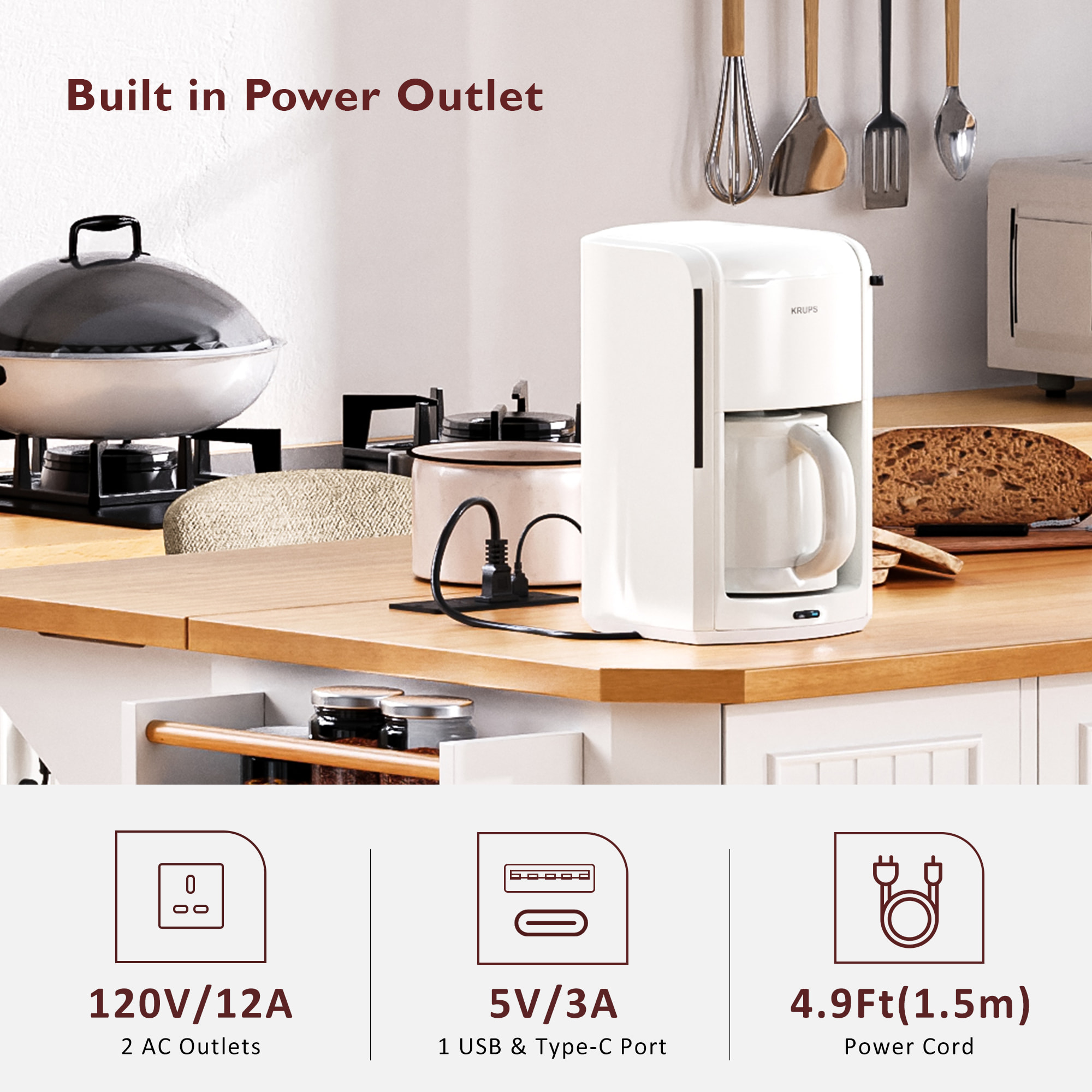 K&K Kitchen Island Rubber Wood Veneer