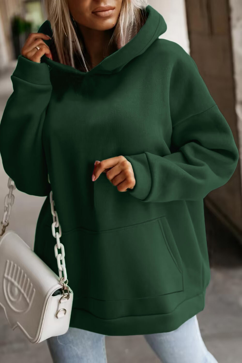 Womens Casual Fashionable Loose-fitting Hooded Sweatshirt
