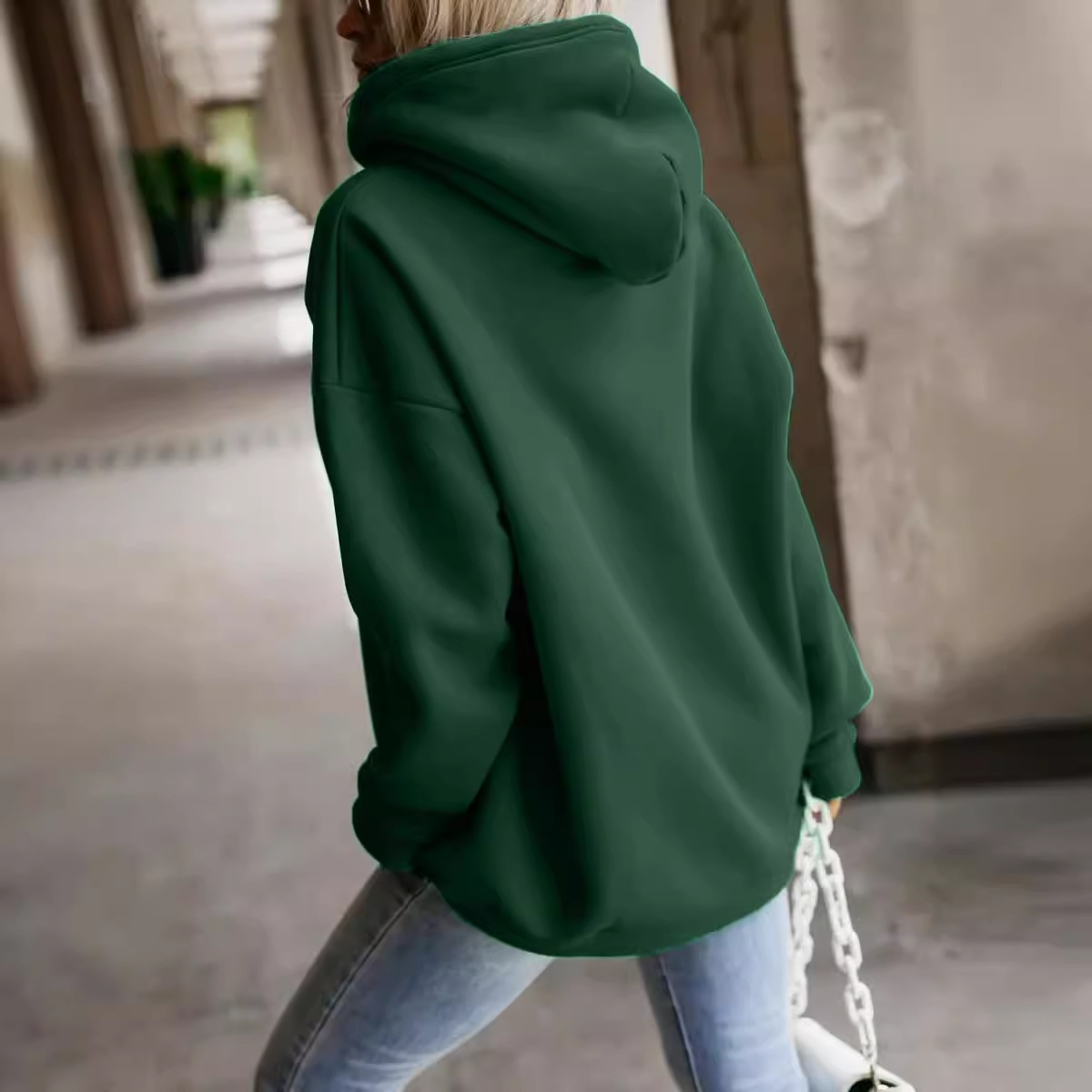 Womens Casual Fashionable Loose-fitting Hooded Sweatshirt
