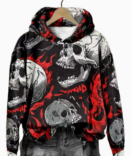 Halloween Printed Hooded Sweatshirt