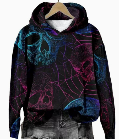 Halloween Printed Hooded Sweatshirt