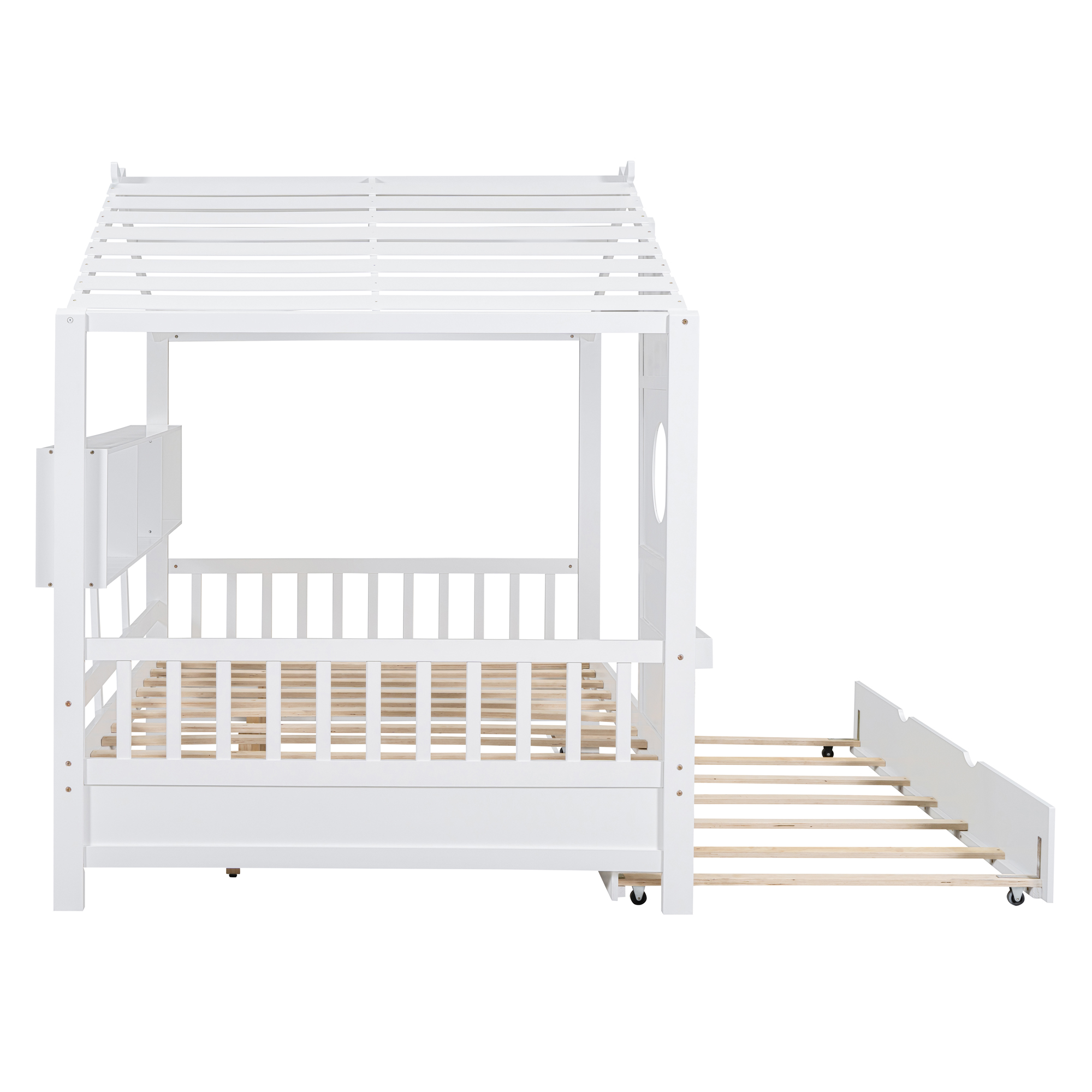 Wooden House Bed, Full Size, With Trundle
