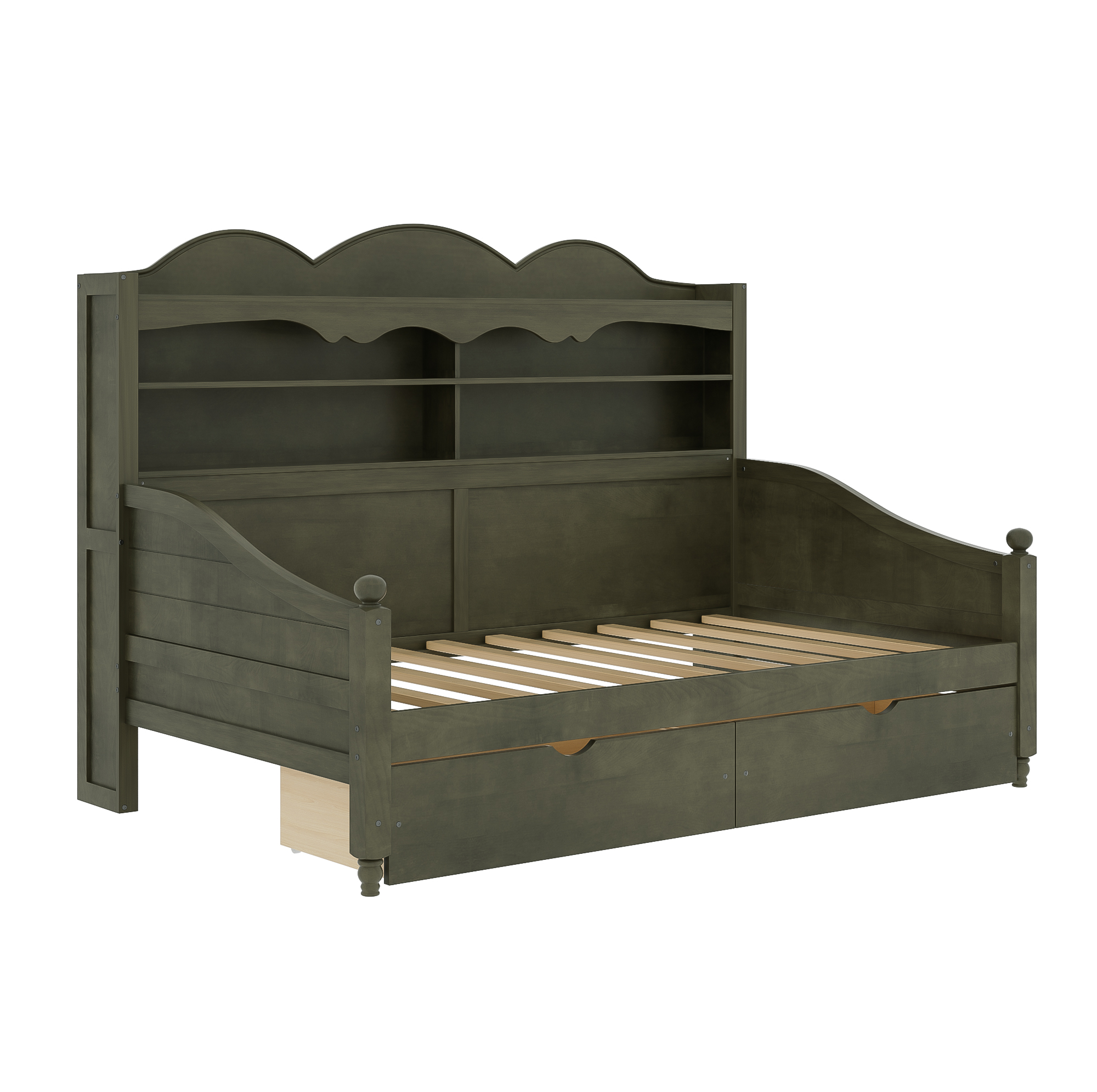 Twin Daybed with Storage Drawers, Wooden