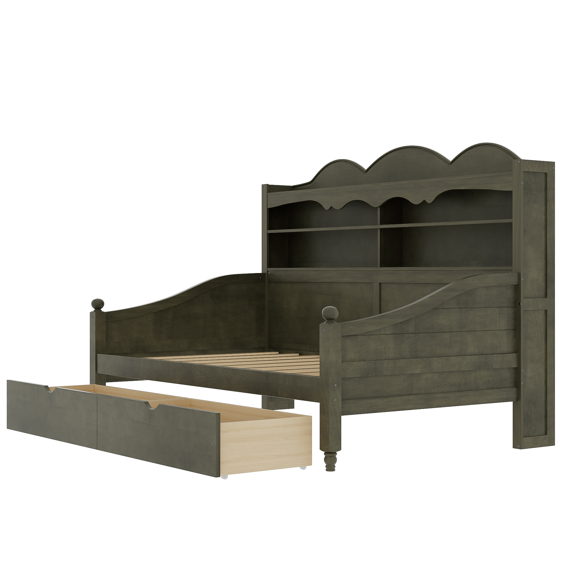 Twin Daybed with Storage Drawers, Wooden