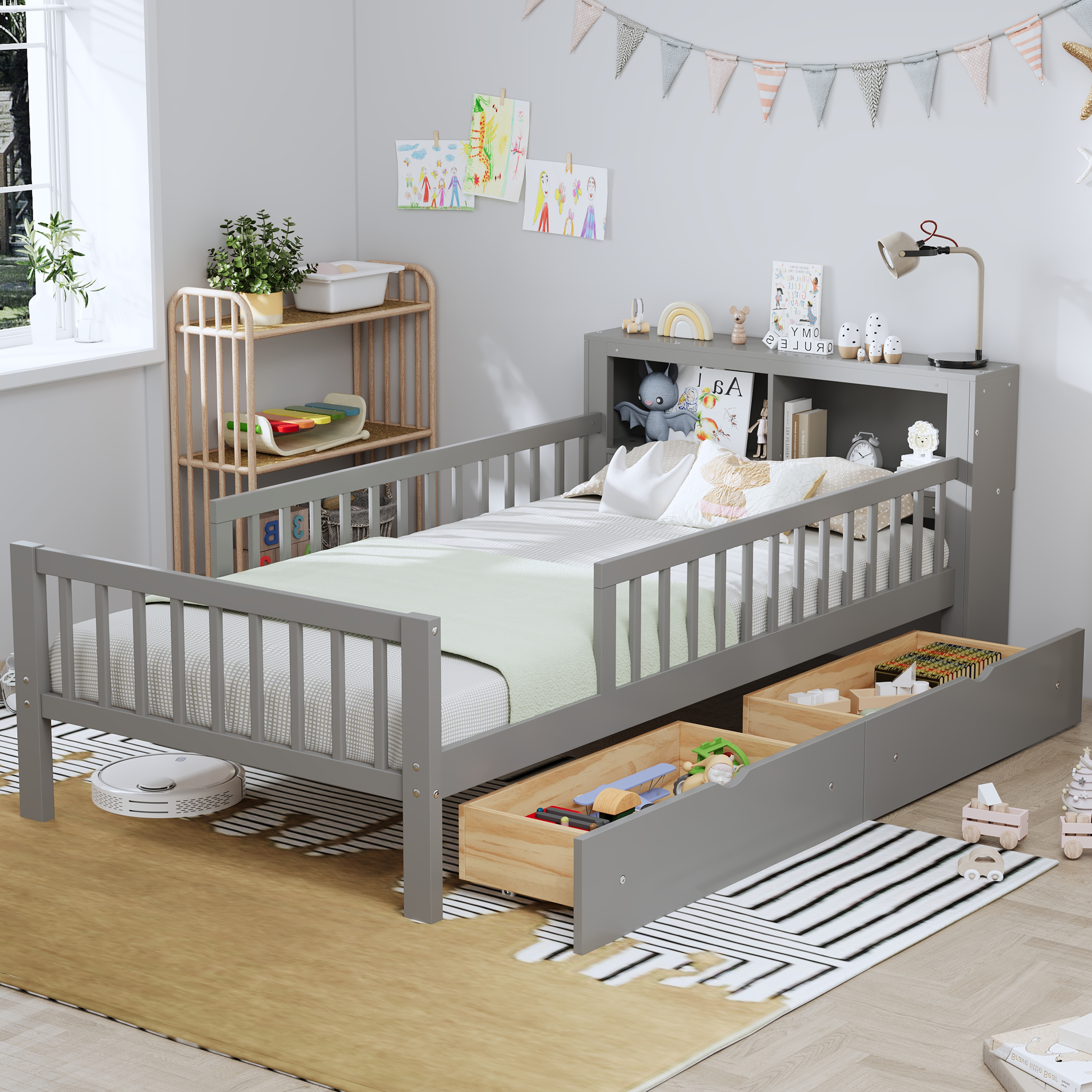 Twin Size Bed Storage Headboard