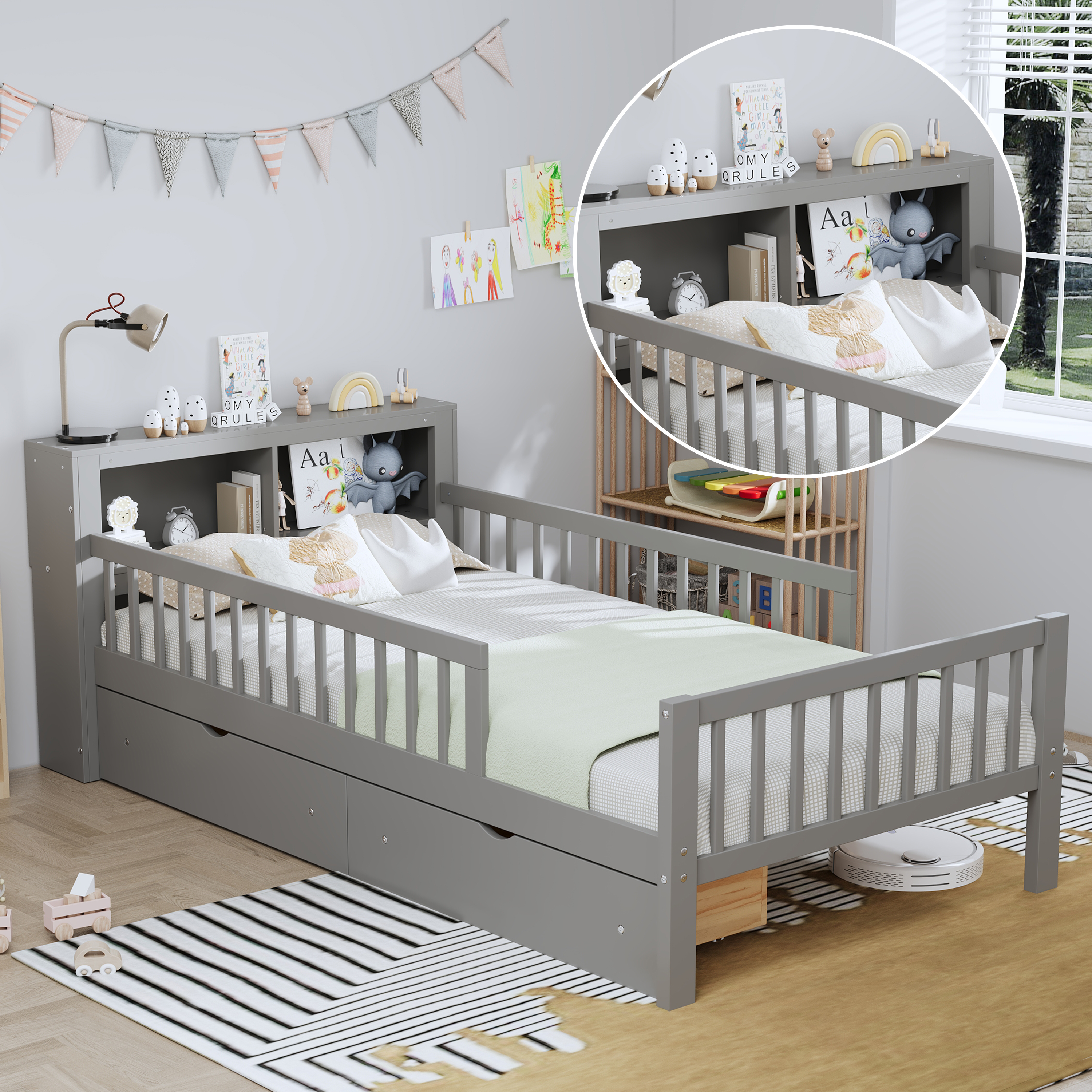 Twin Size Bed Storage Headboard
