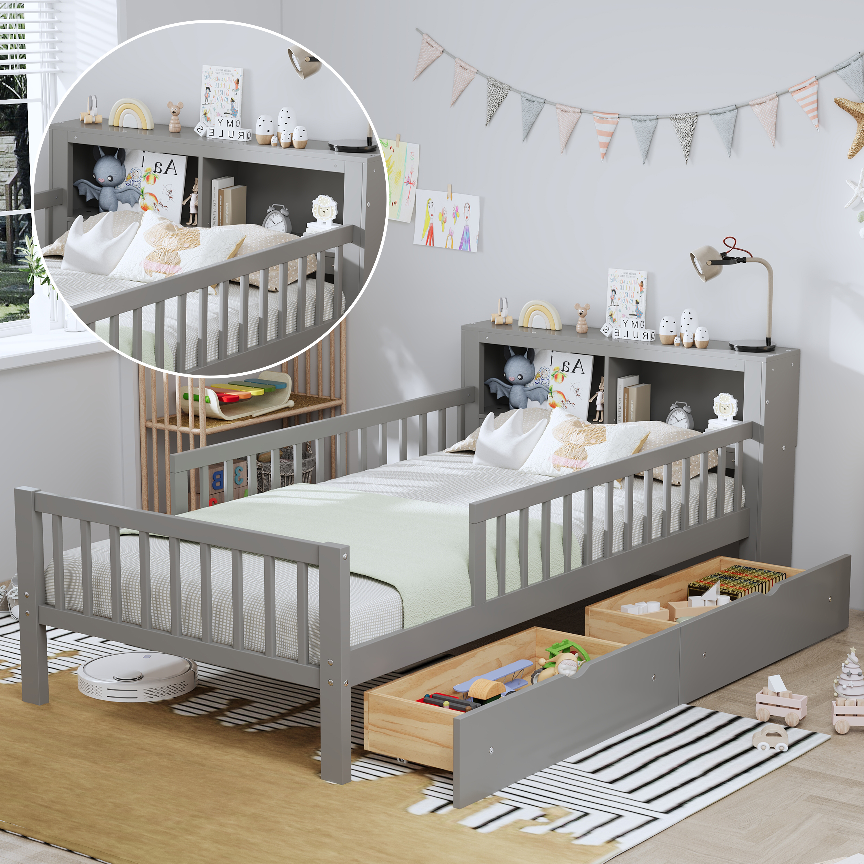 Twin Size Bed Storage Headboard