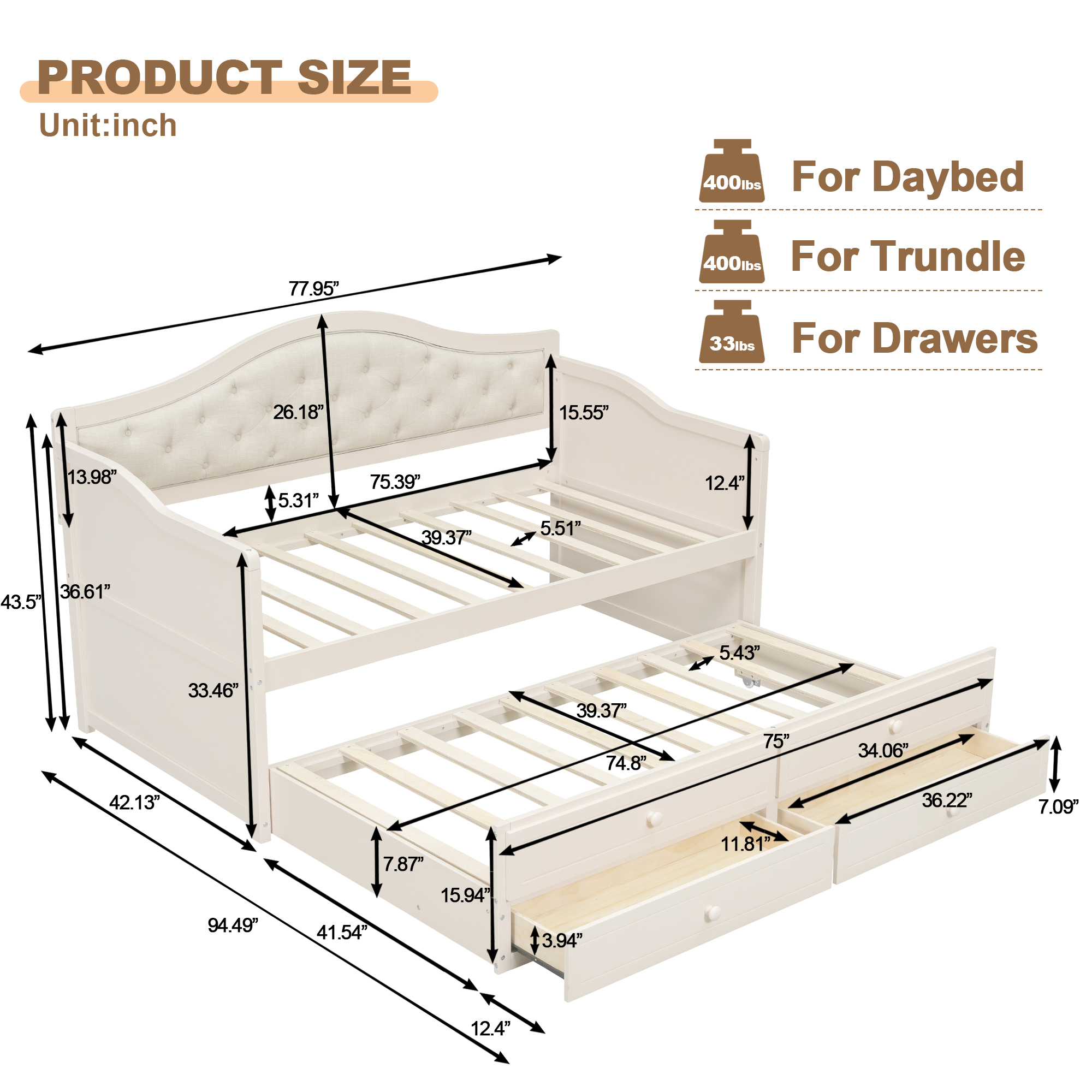 Twin Daybed With Trundle And Storage Drawers