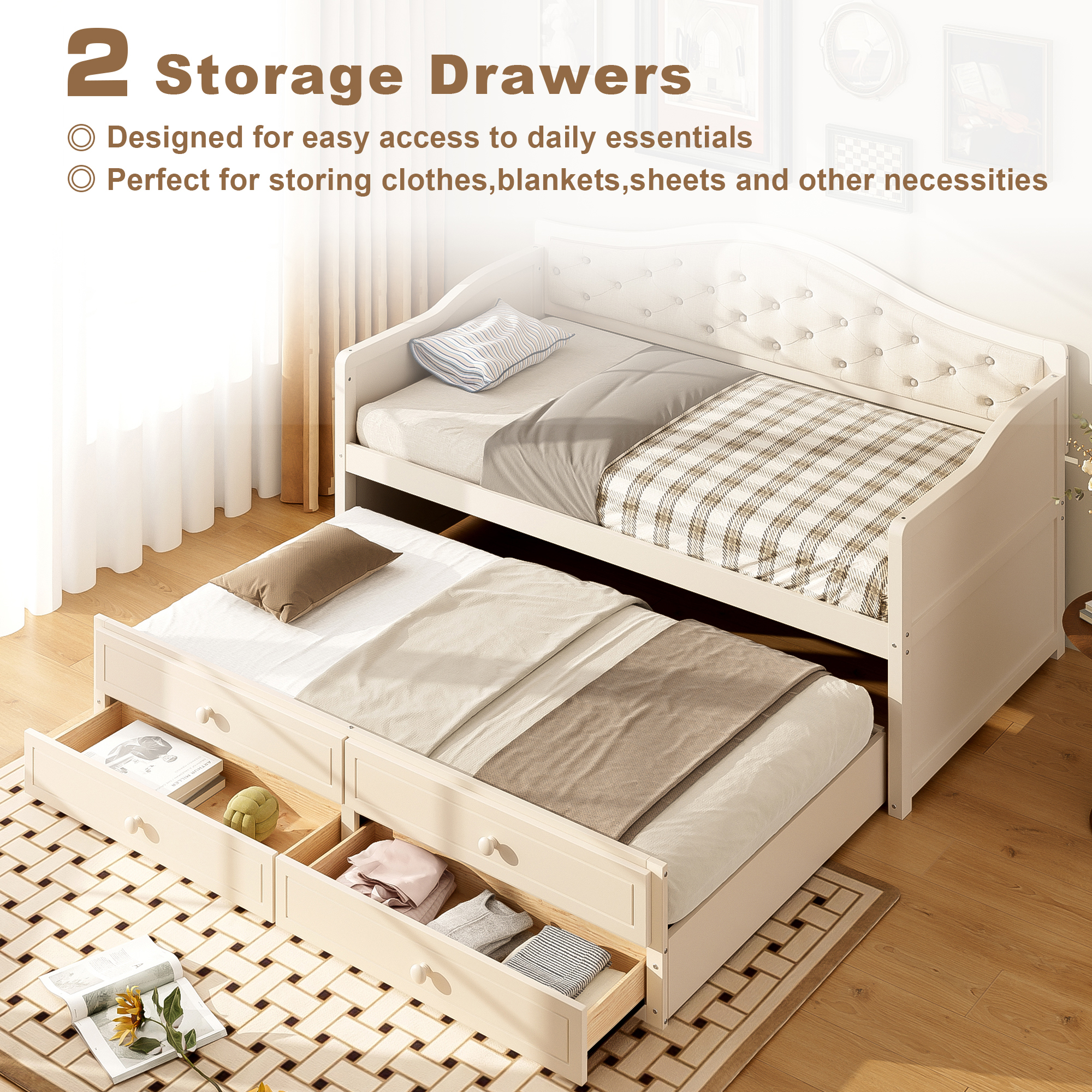 Twin Daybed With Trundle And Storage Drawers