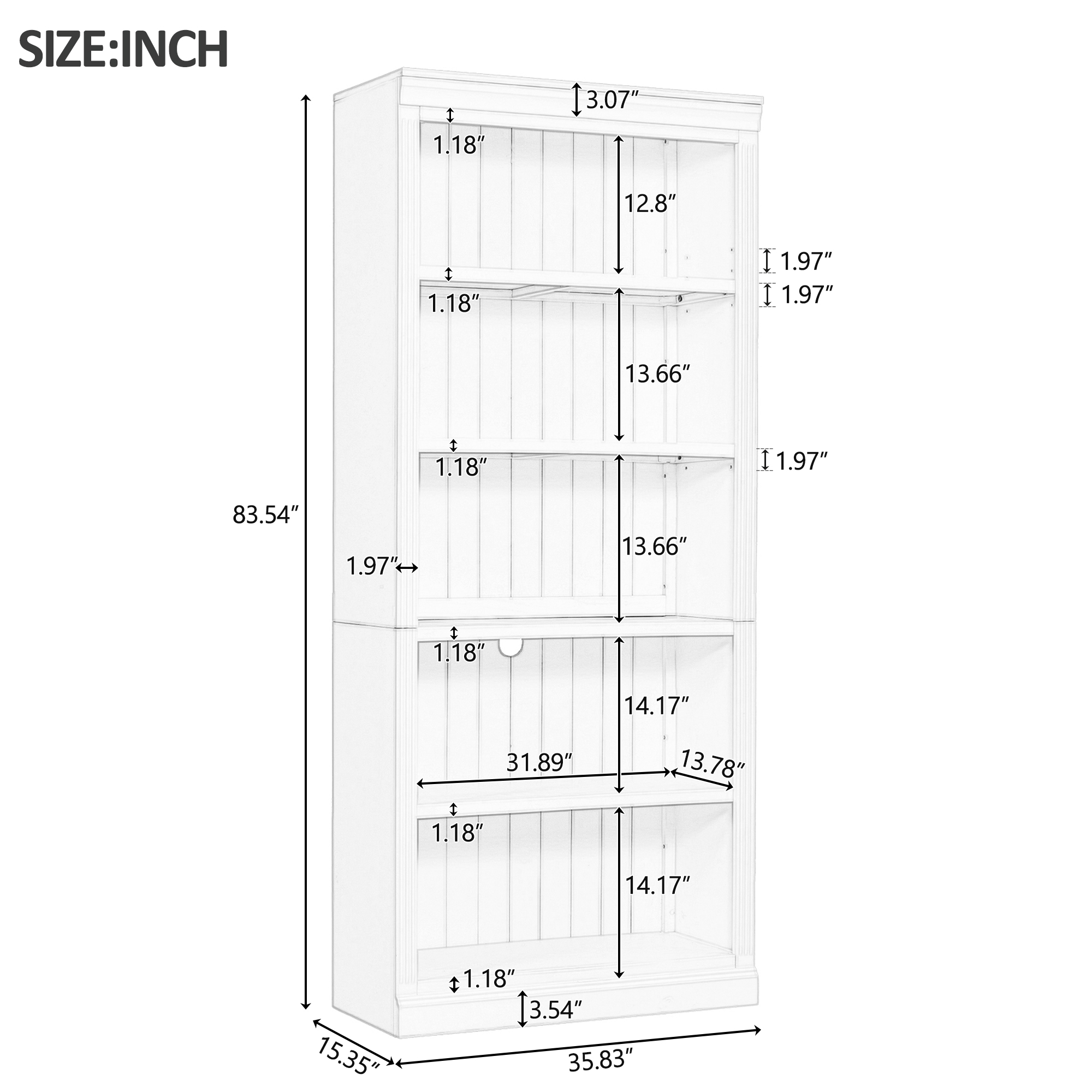 83 Inch Wood Bookcase Suite