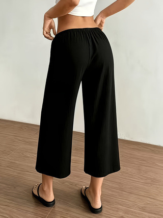 Womens SpringSummer Elegant Casual Textured Cropped Pants