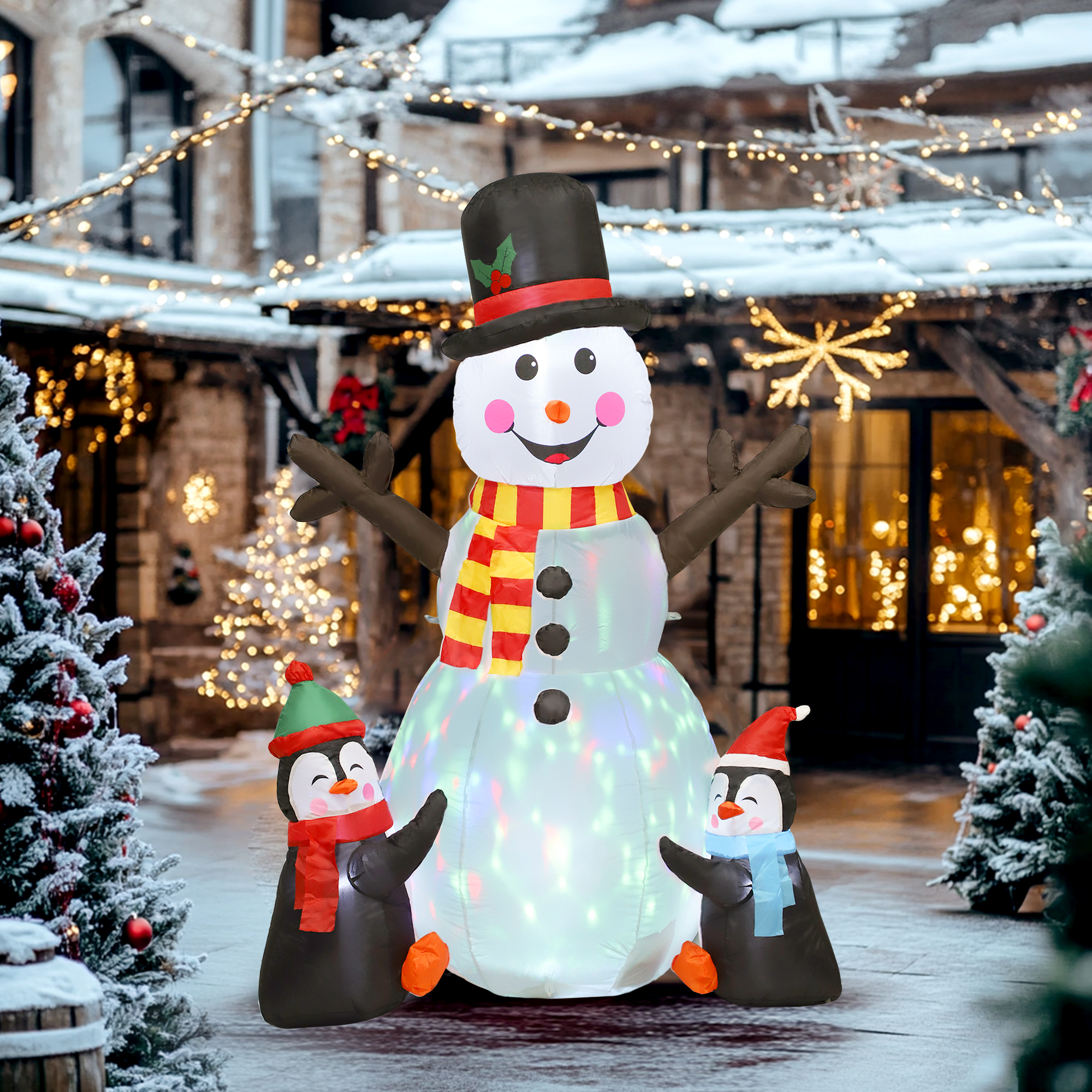 Christmas Inflatables Snowman Penguins LED