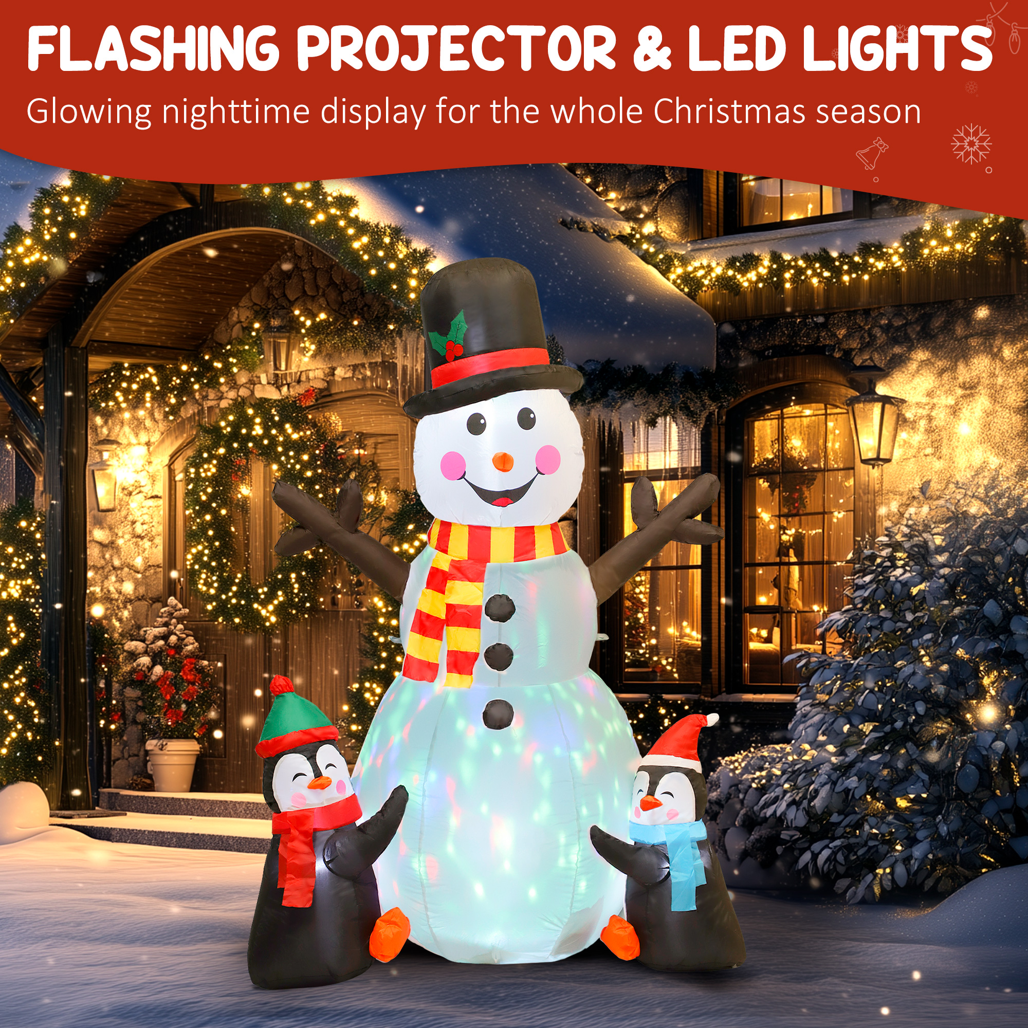 Christmas Inflatables Snowman Penguins LED