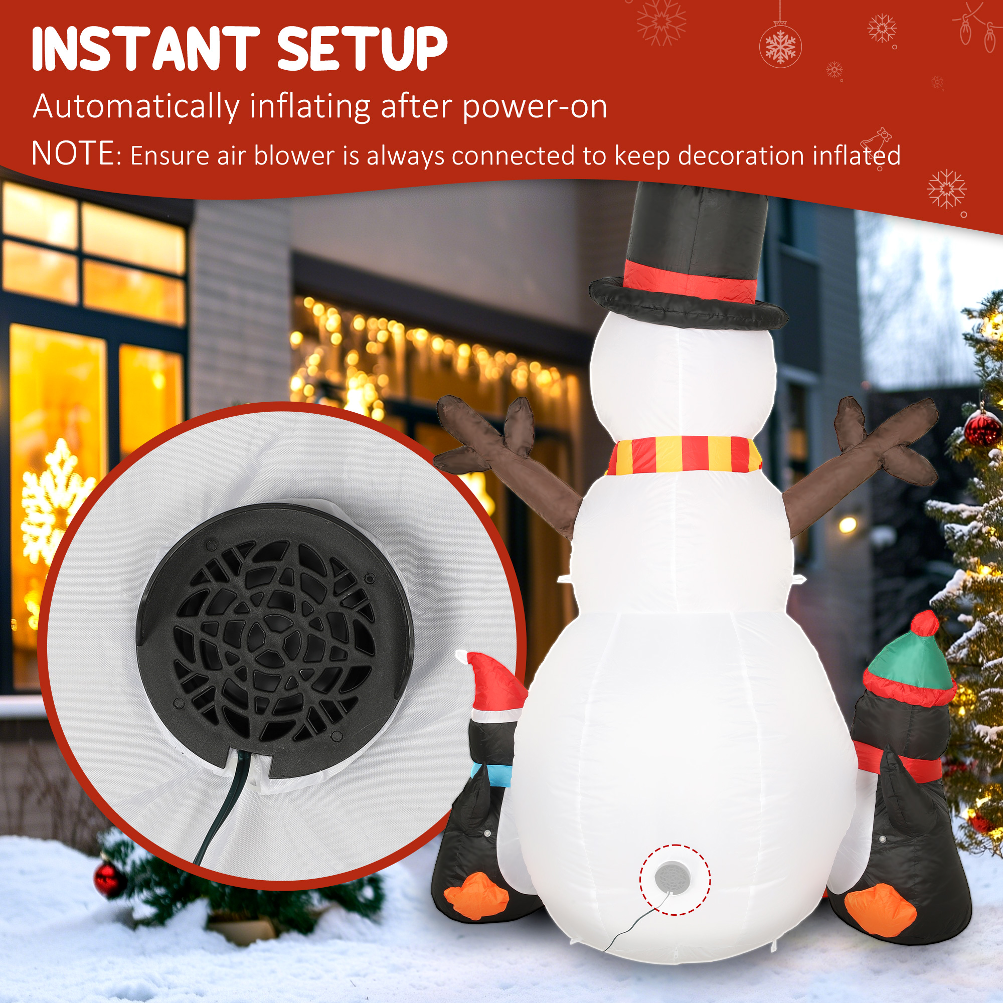 Christmas Inflatables Snowman Penguins LED