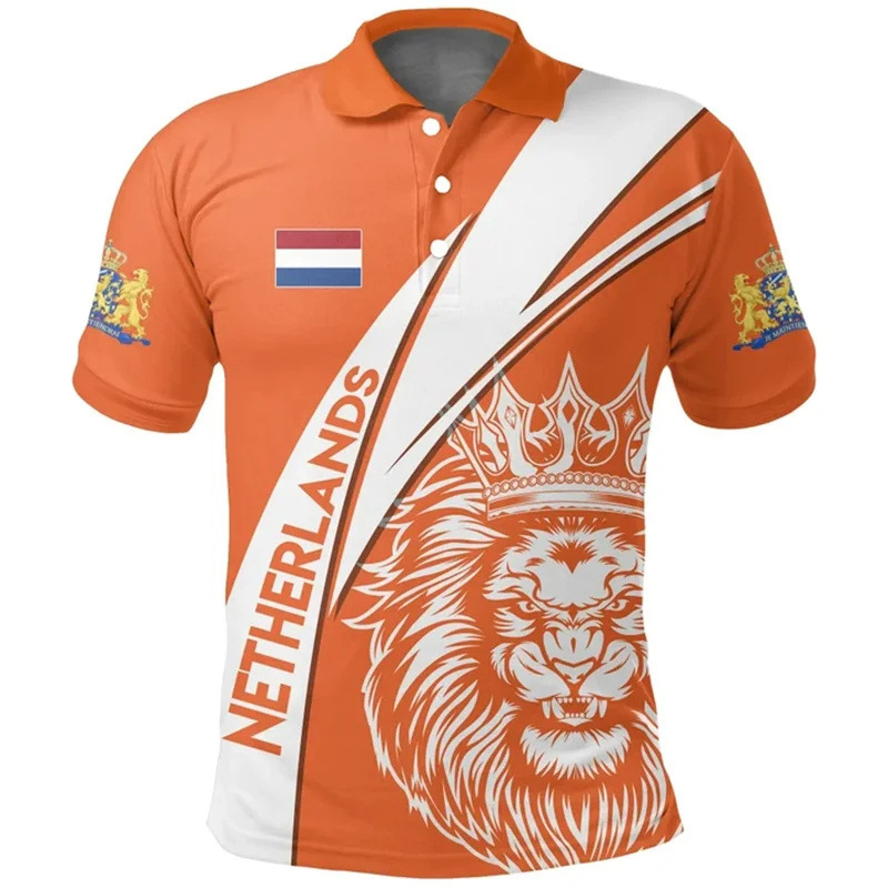 Polo Shirt Men's Striped Printed