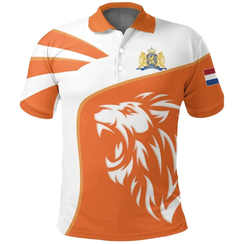 Polo Shirt Men's Striped Printed