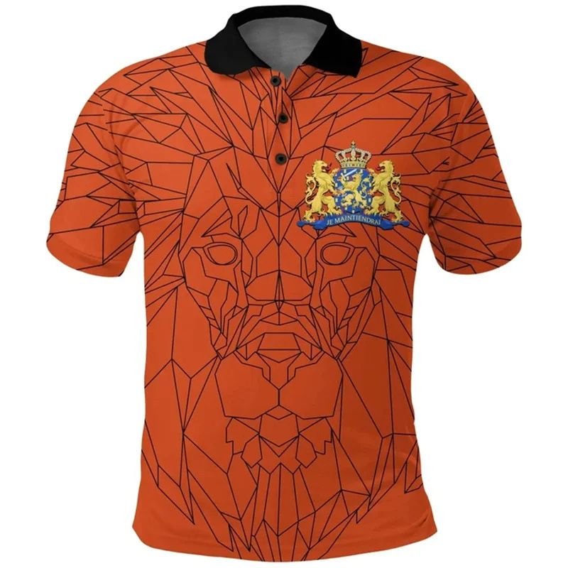 Polo Shirt Men's Striped Printed