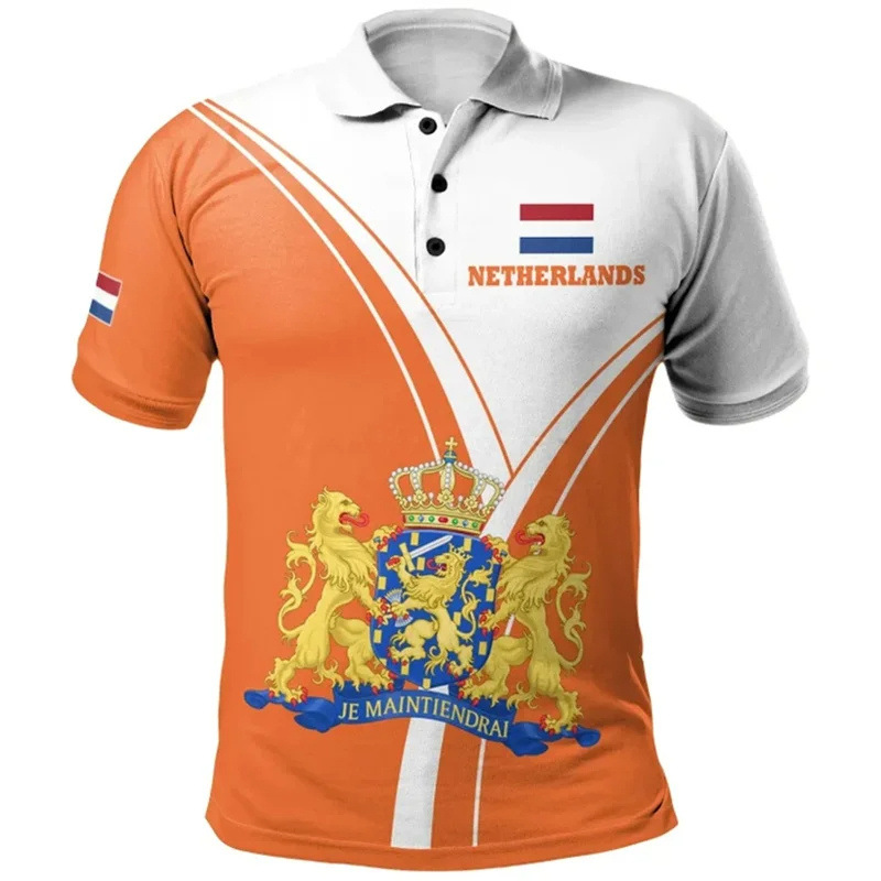 Polo Shirt Men's Striped Printed