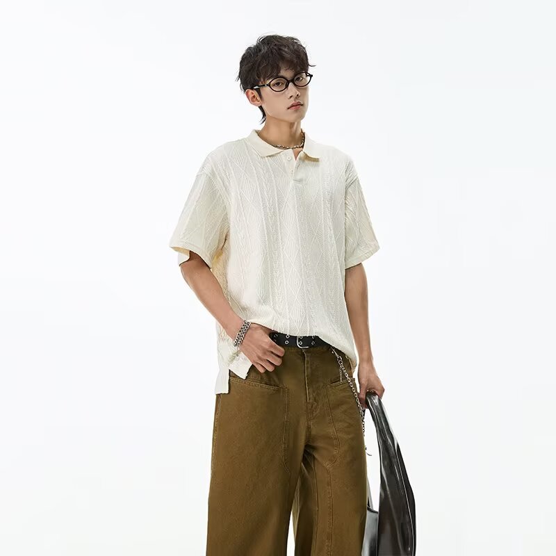 Mens Polo Shirt Lapel Short-sleeve