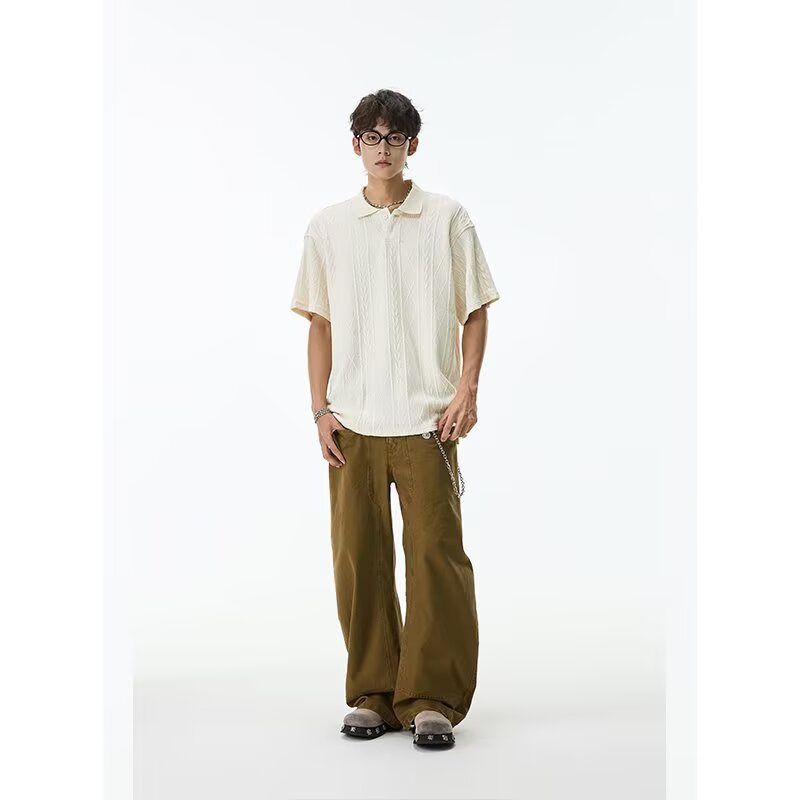 Mens Polo Shirt Lapel Short-sleeve