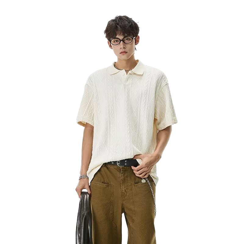 Mens Polo Shirt Lapel Short-sleeve