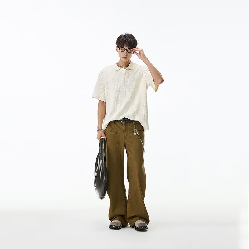Mens Polo Shirt Lapel Short-sleeve