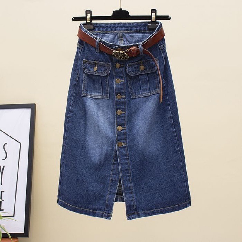 High-waisted Midi Denim Skirt